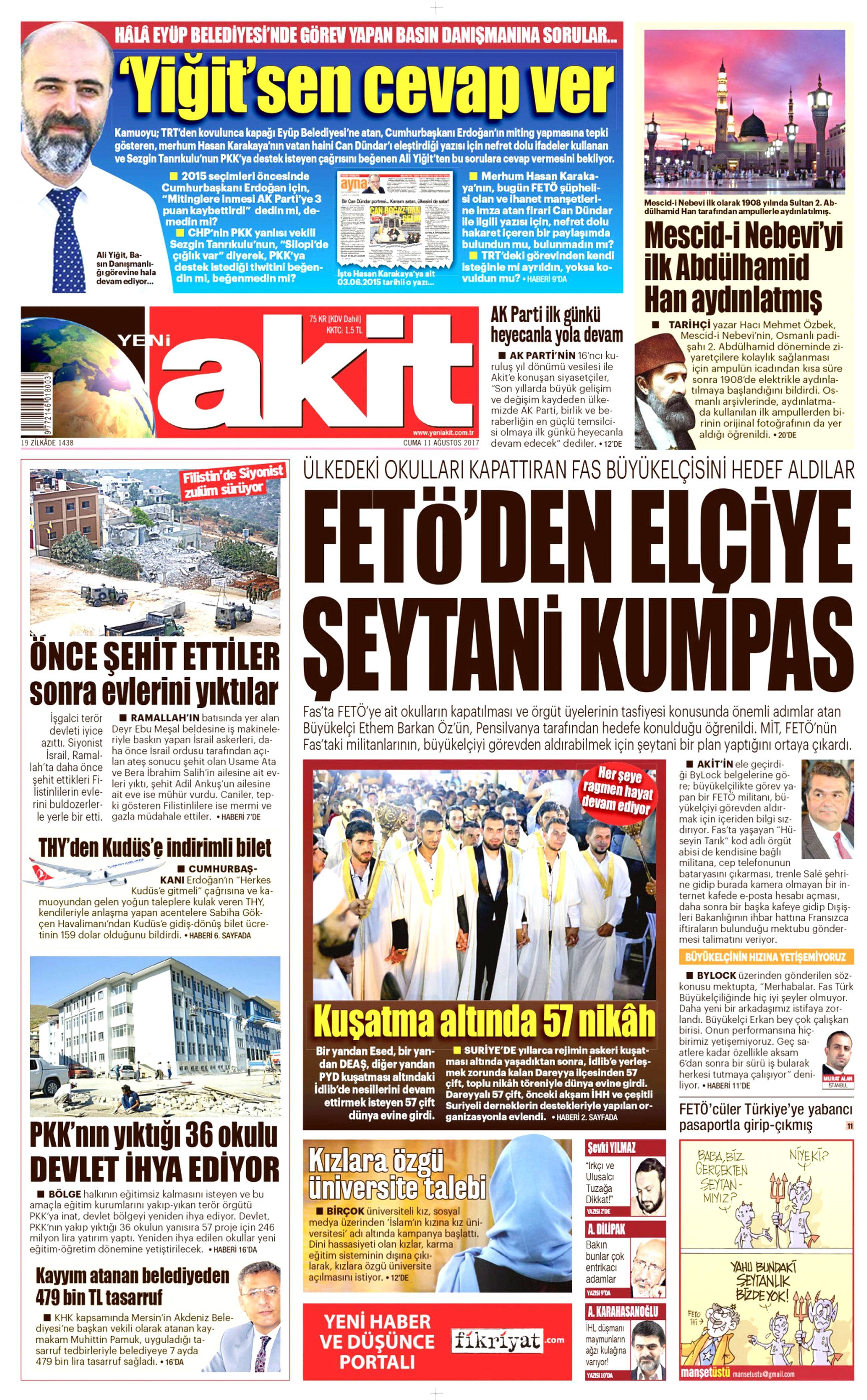 11 Ağustos 2017 gazete manşetleri - 2