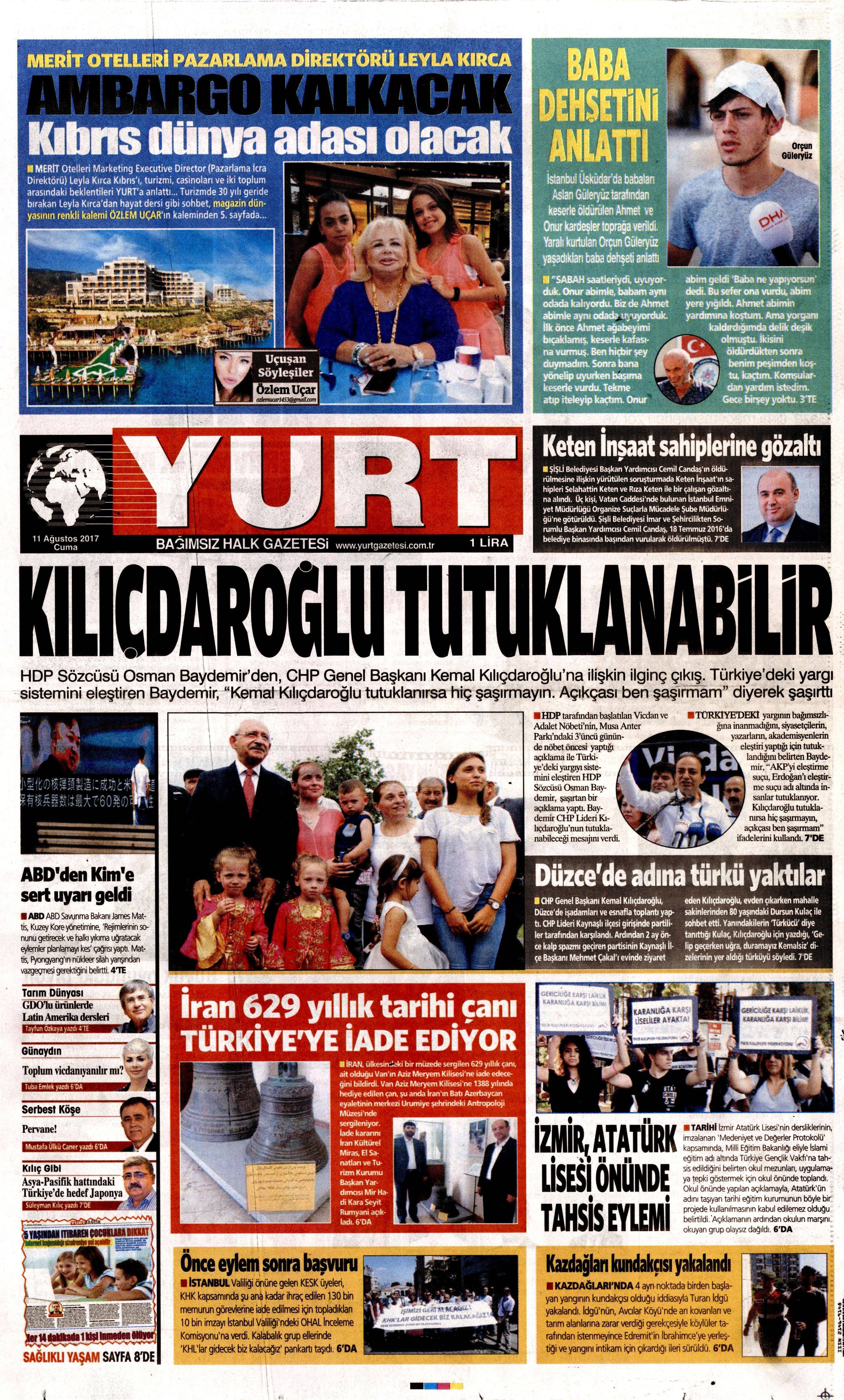 11 Ağustos 2017 gazete manşetleri - 26