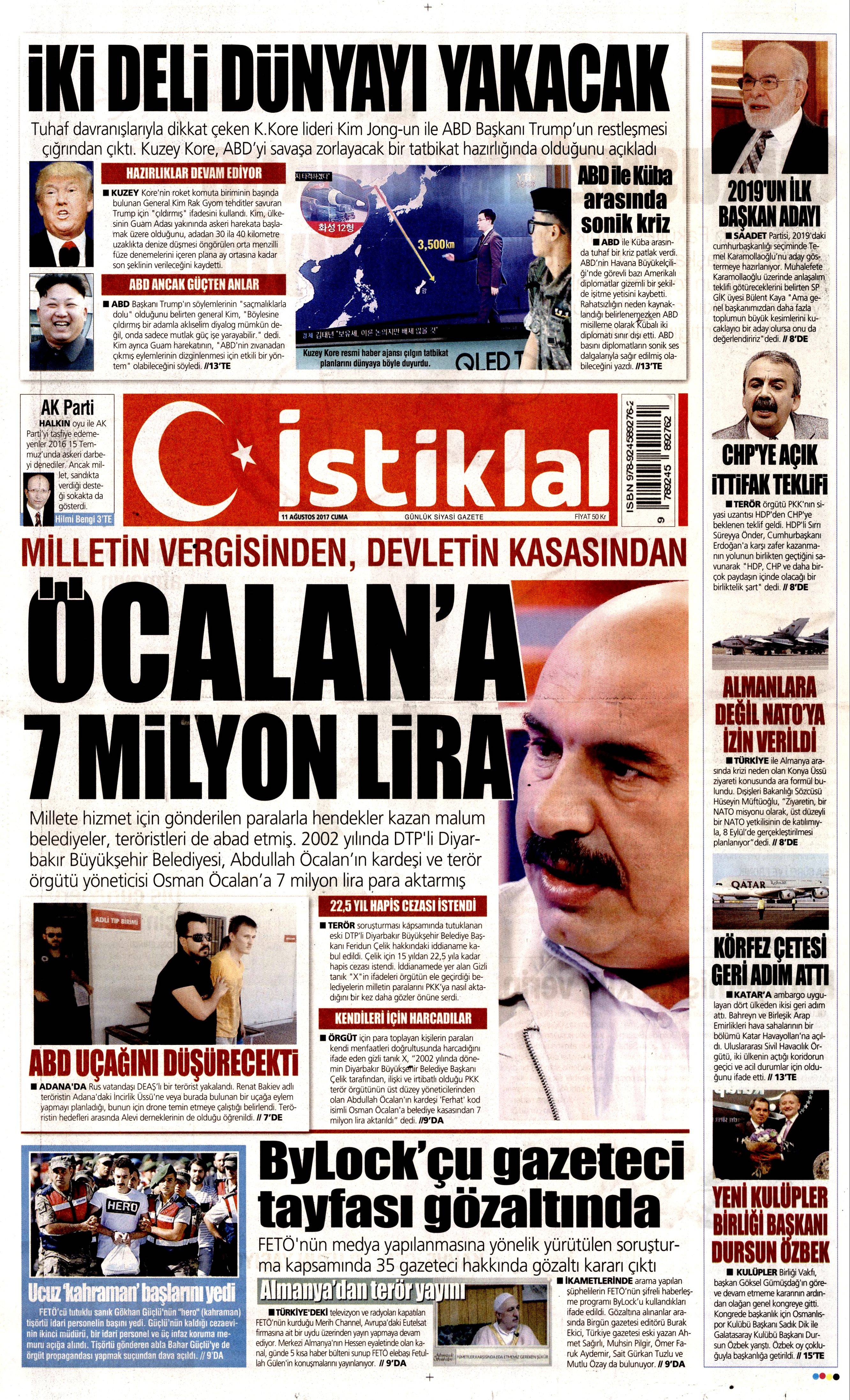 11 Ağustos 2017 gazete manşetleri - 9