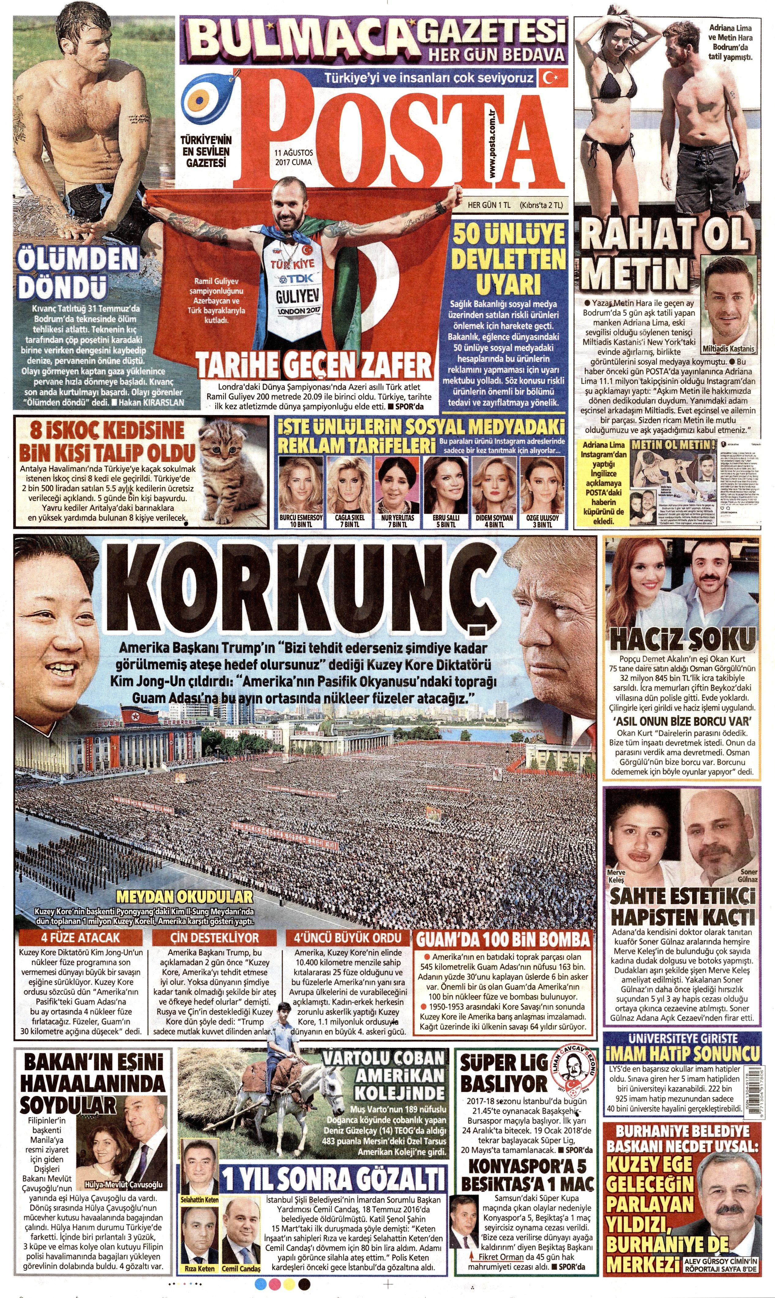 11 Ağustos 2017 gazete manşetleri - 29