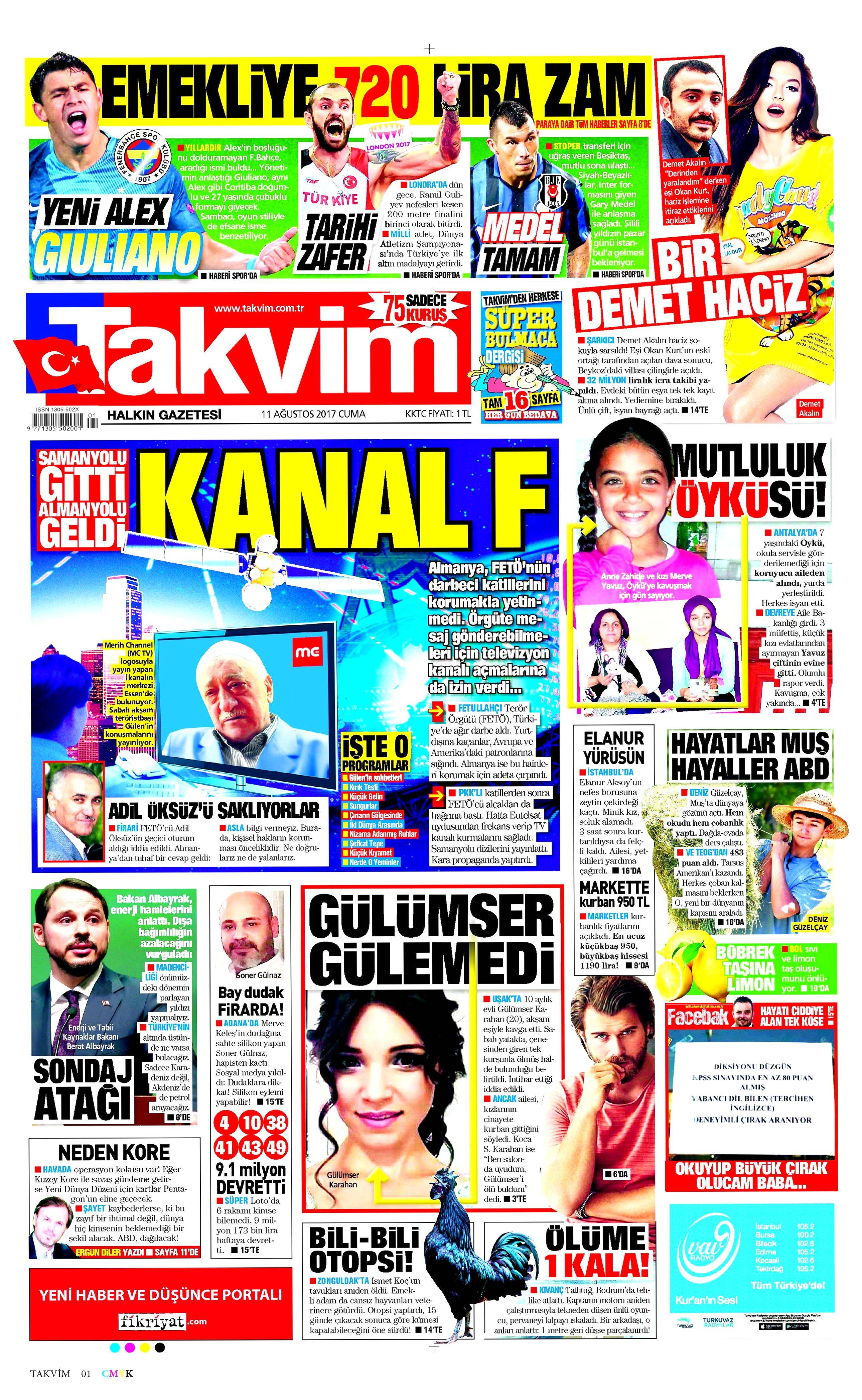 11 Ağustos 2017 gazete manşetleri - 17