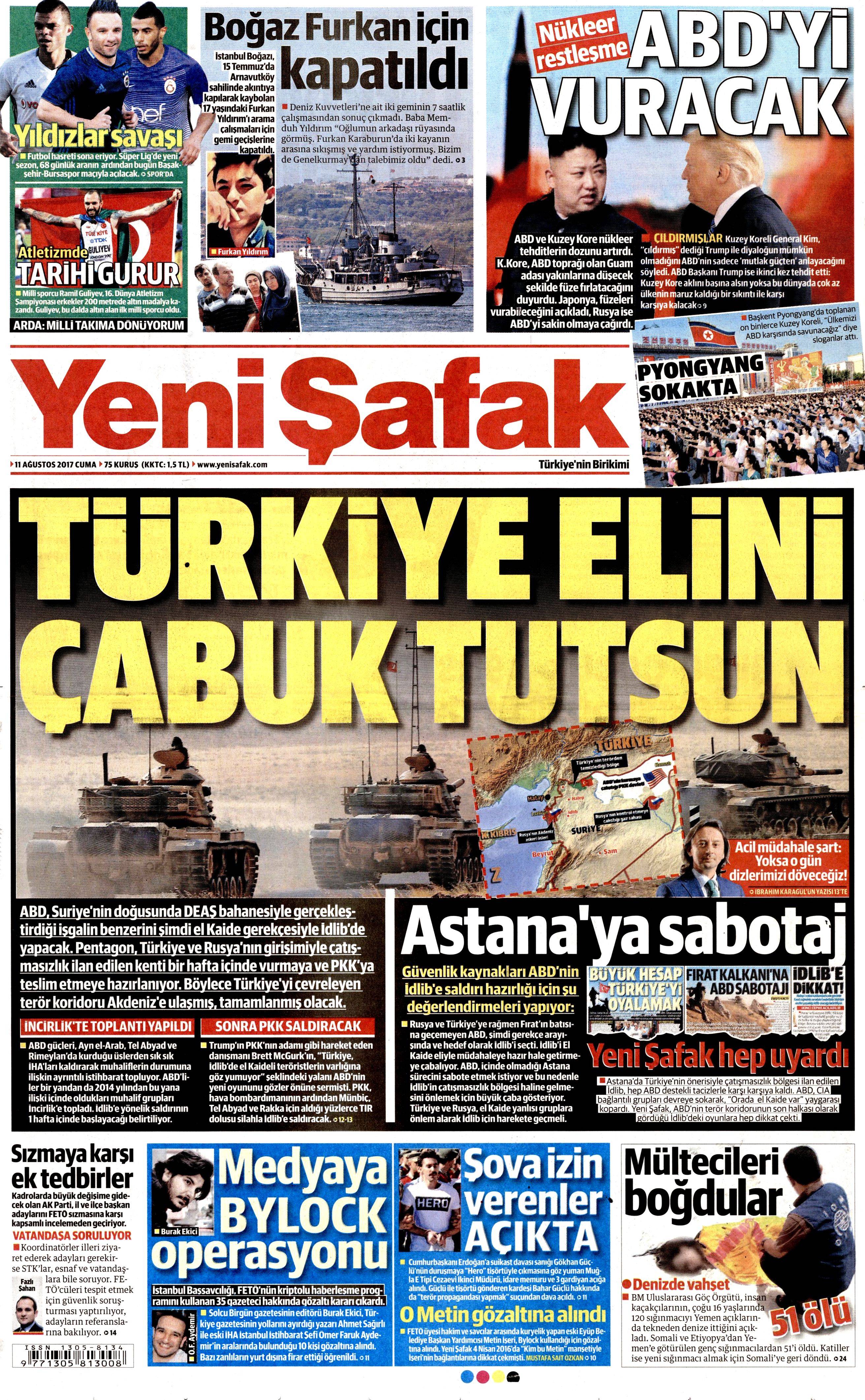 11 Ağustos 2017 gazete manşetleri - 25