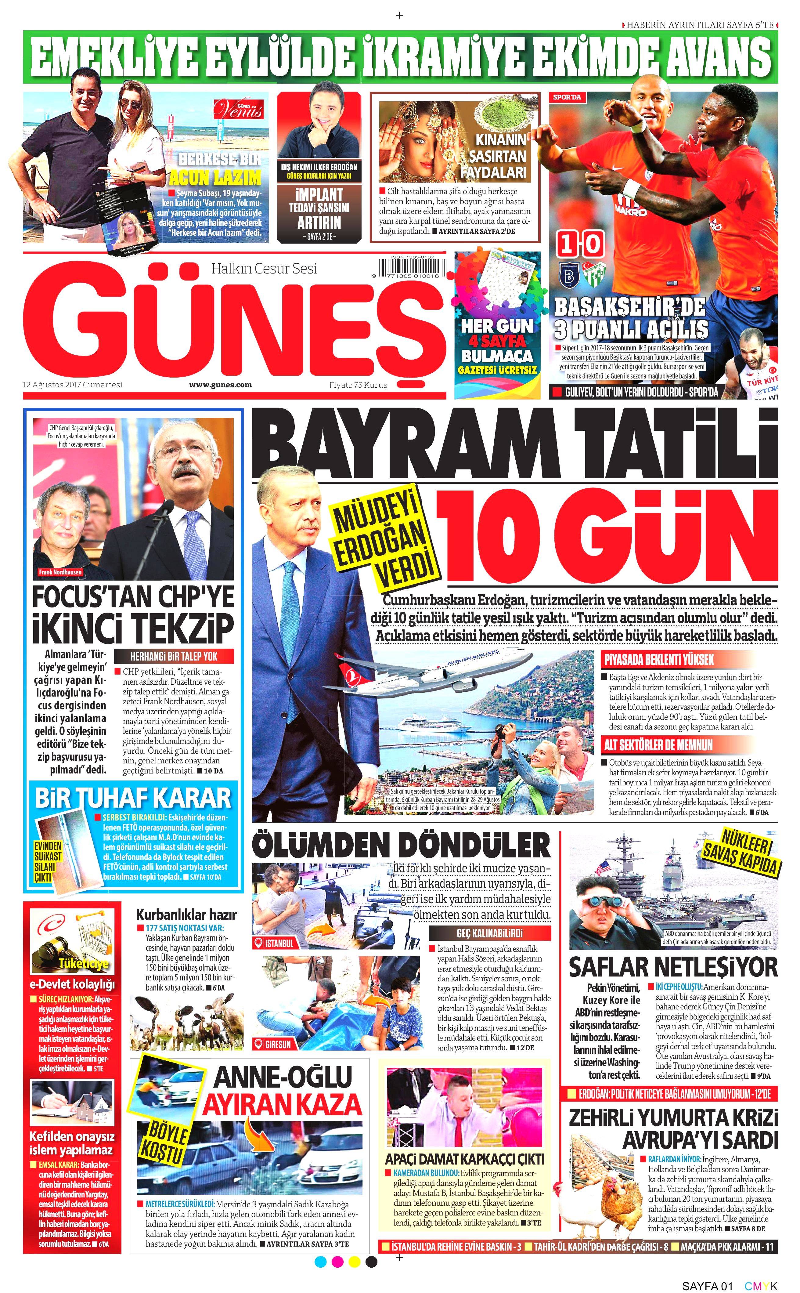 12 Ağustos 2017 gazete manşetleri - 6