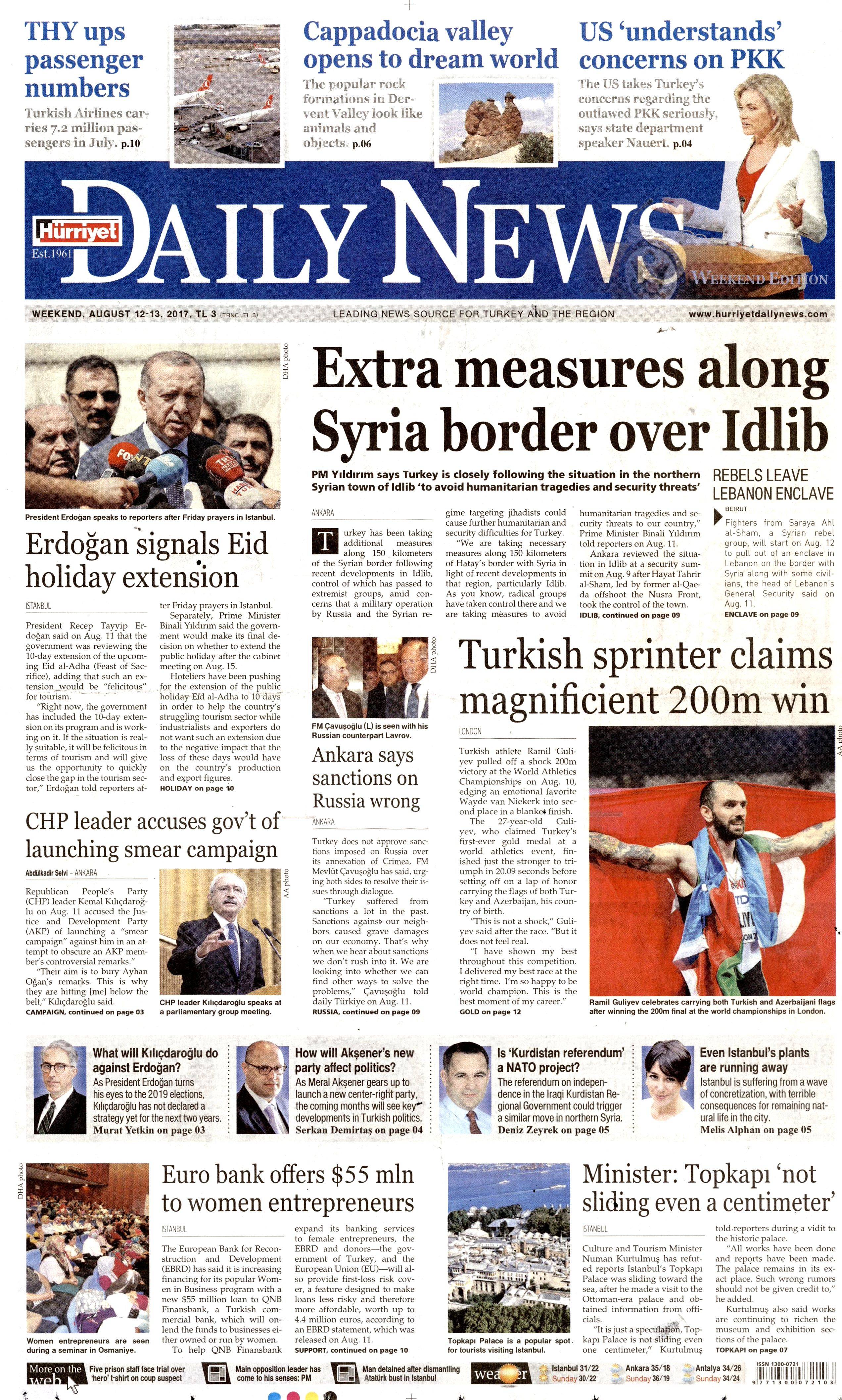 12 Ağustos 2017 gazete manşetleri - 9