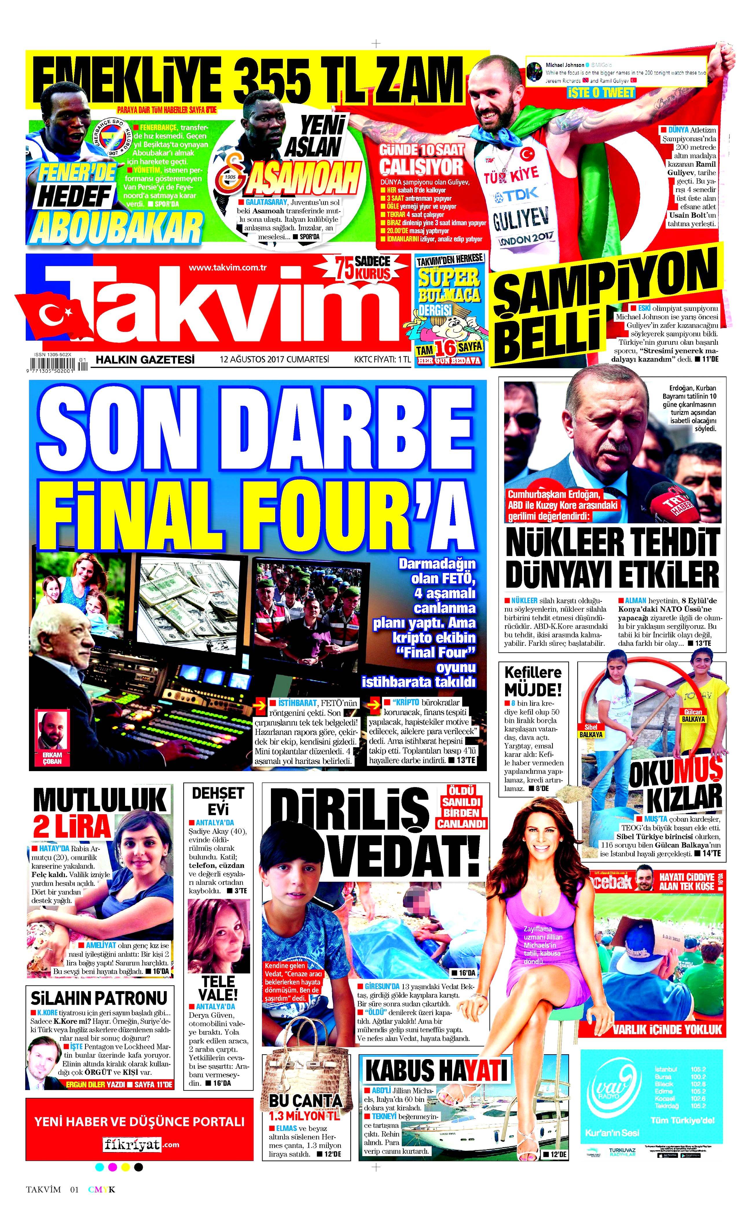 12 Ağustos 2017 gazete manşetleri - 21