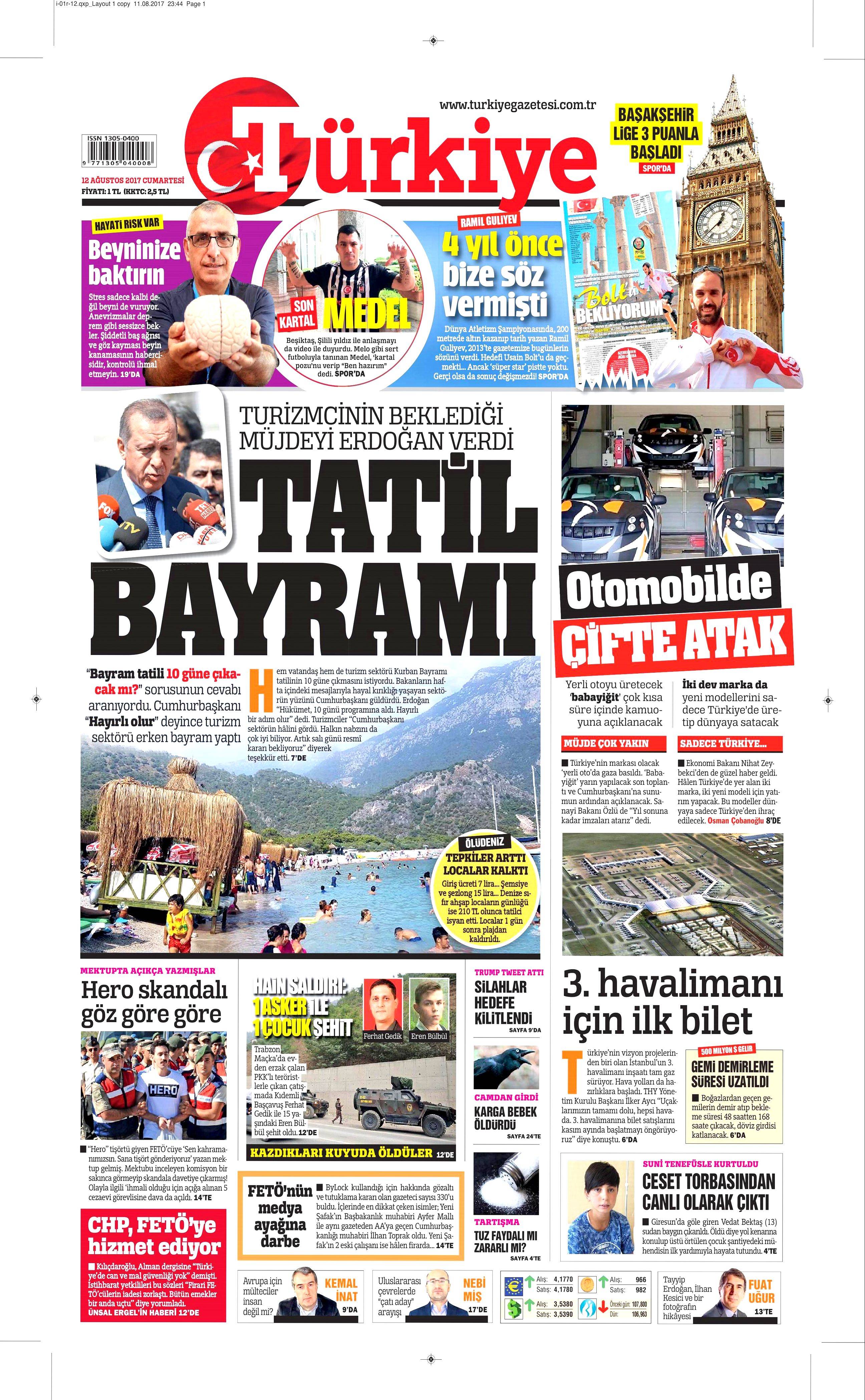 12 Ağustos 2017 gazete manşetleri - 22
