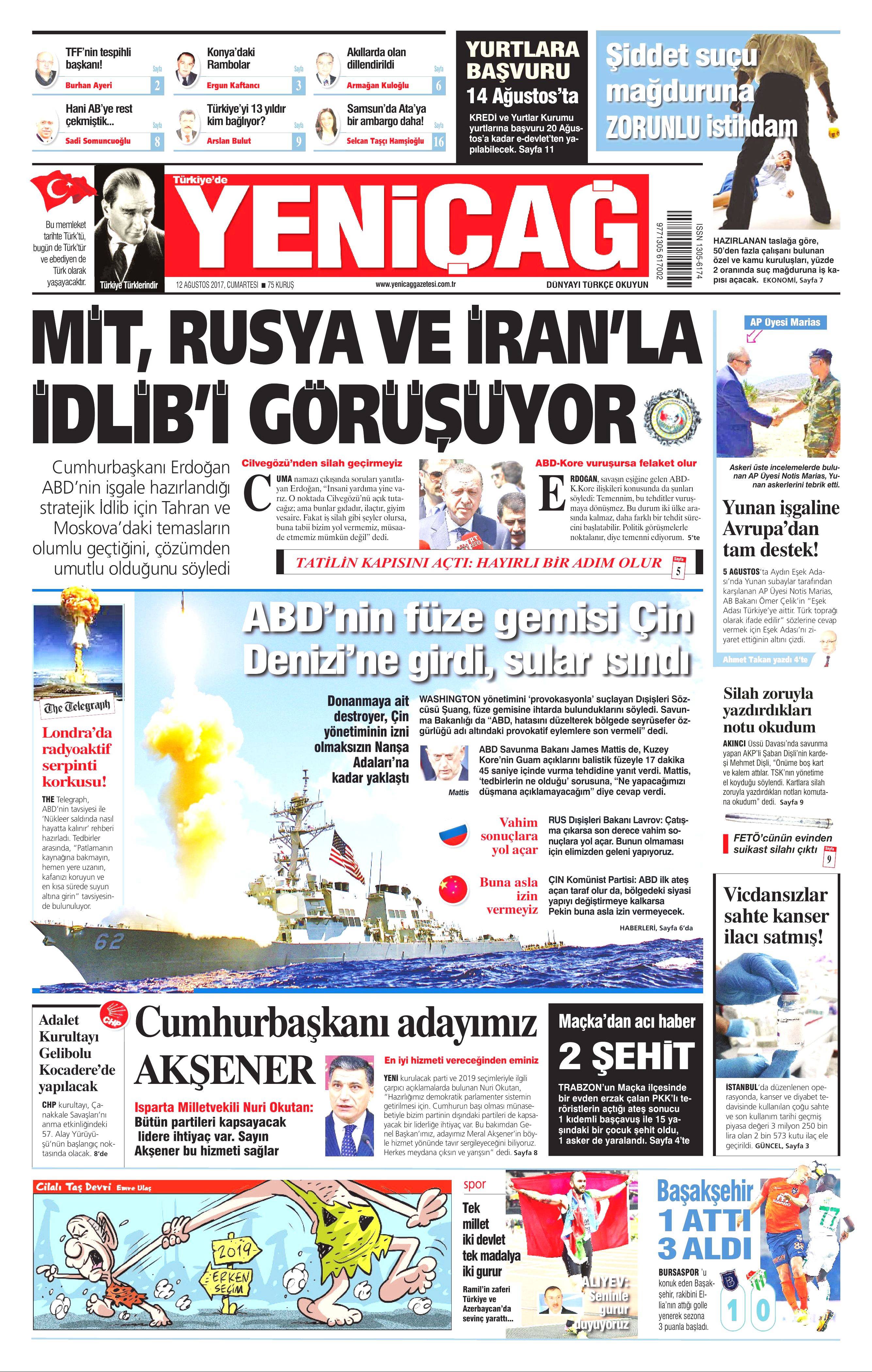 12 Ağustos 2017 gazete manşetleri - 26