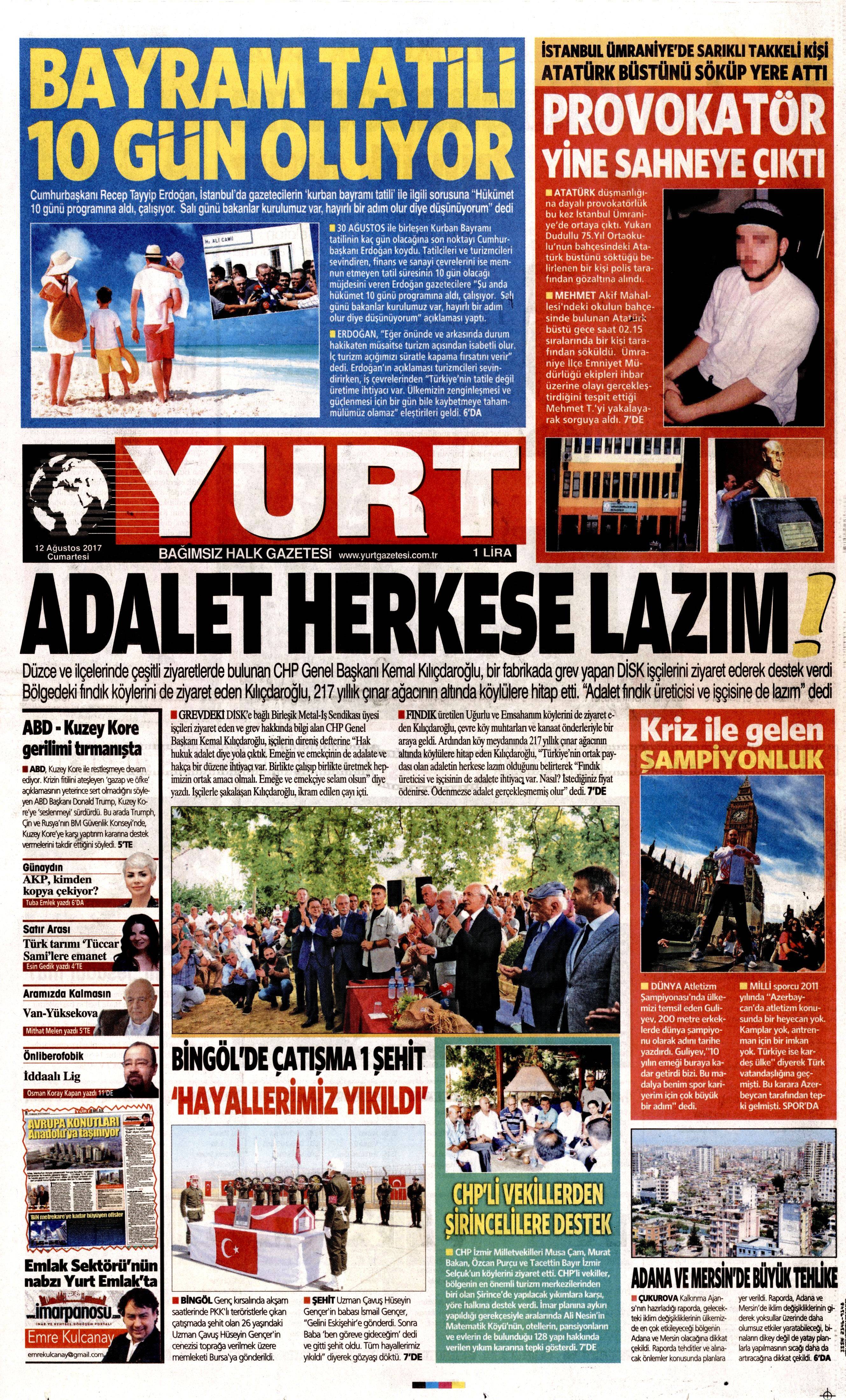 12 Ağustos 2017 gazete manşetleri - 30