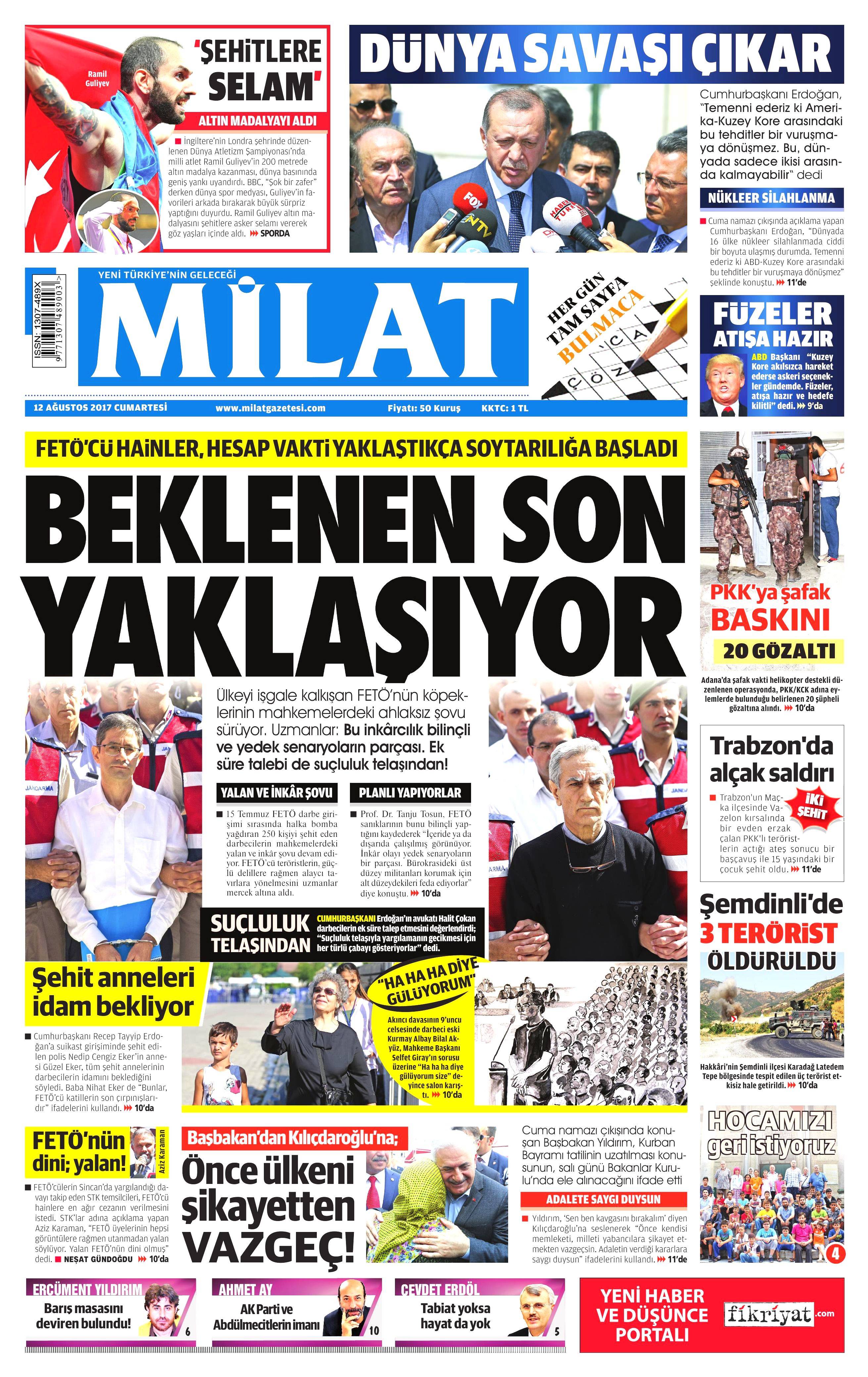 12 Ağustos 2017 gazete manşetleri - 13