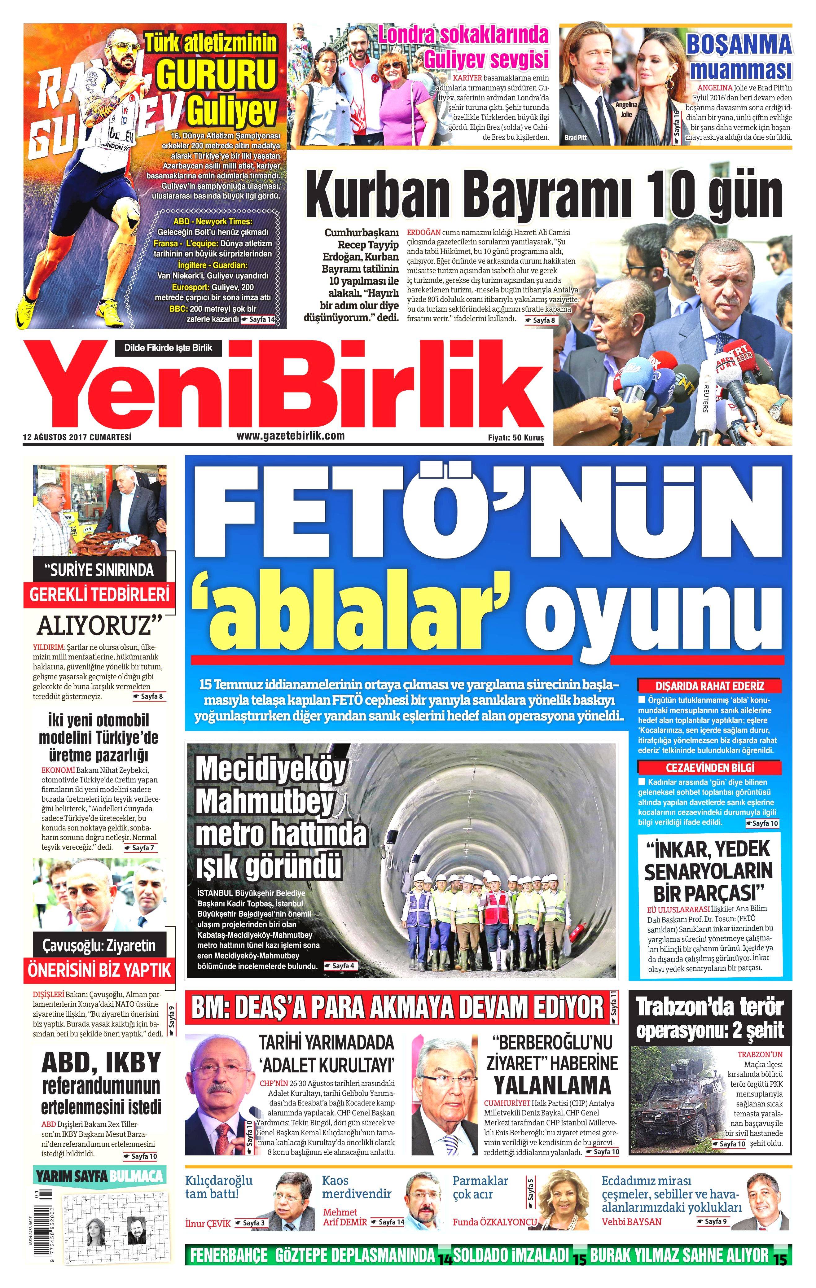 12 Ağustos 2017 gazete manşetleri - 25