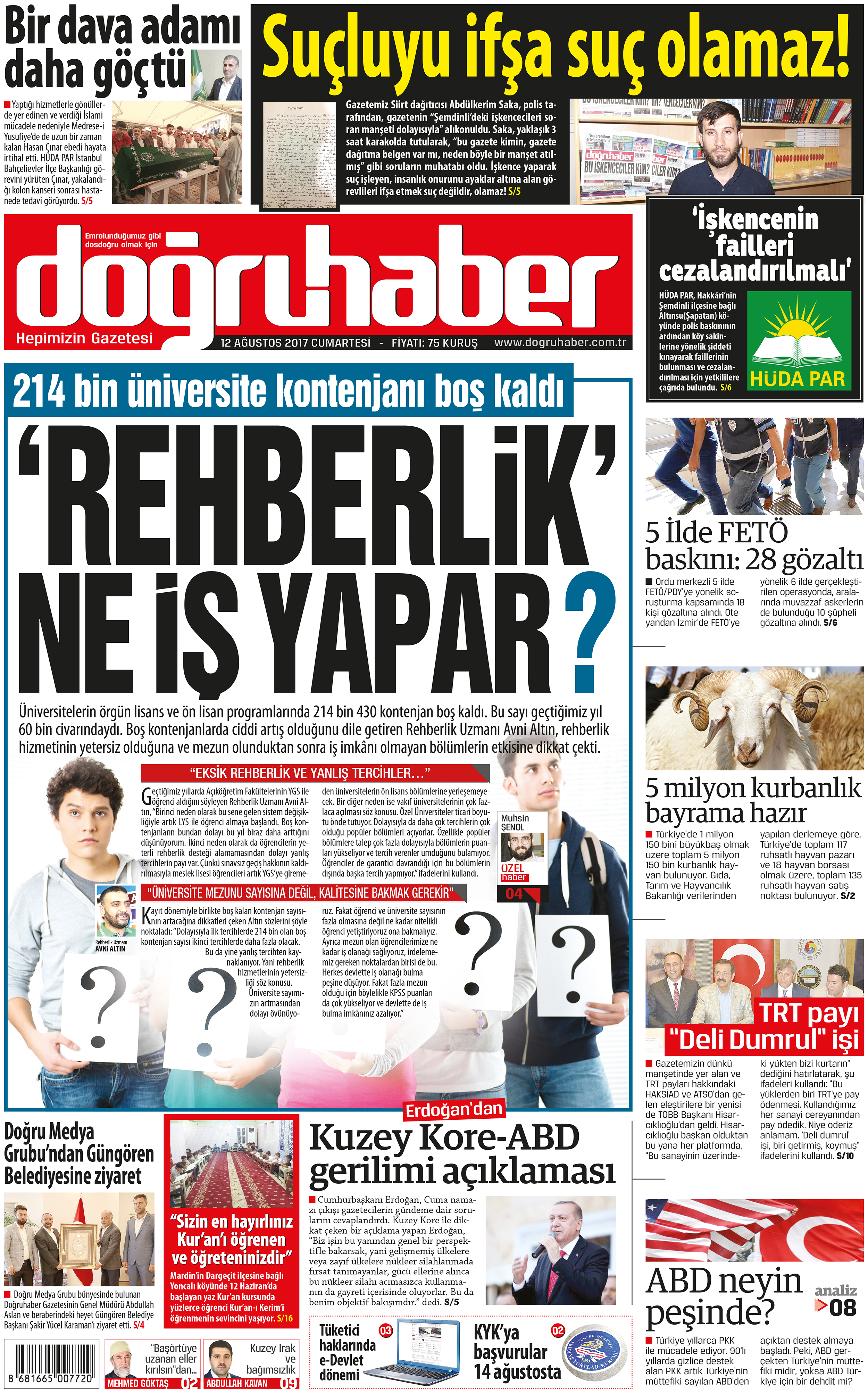 12 Ağustos 2017 gazete manşetleri - 5