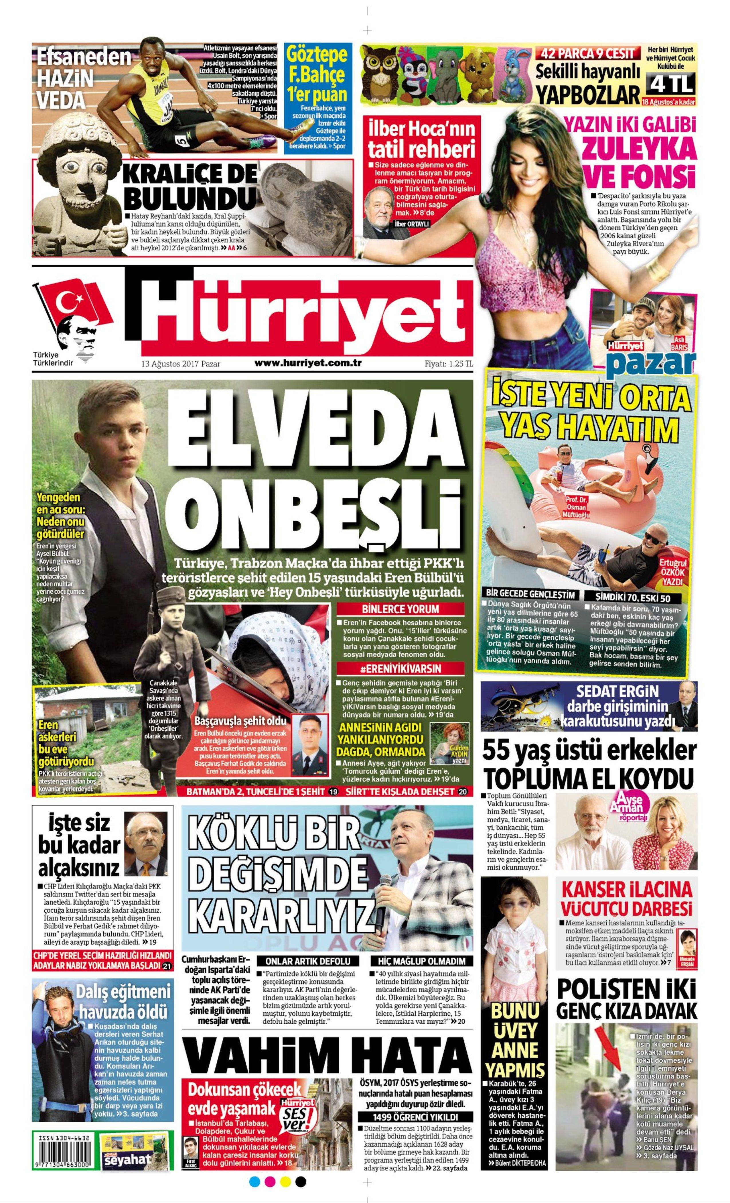 13 Ağustos 2017 gazete manşetleri - 6