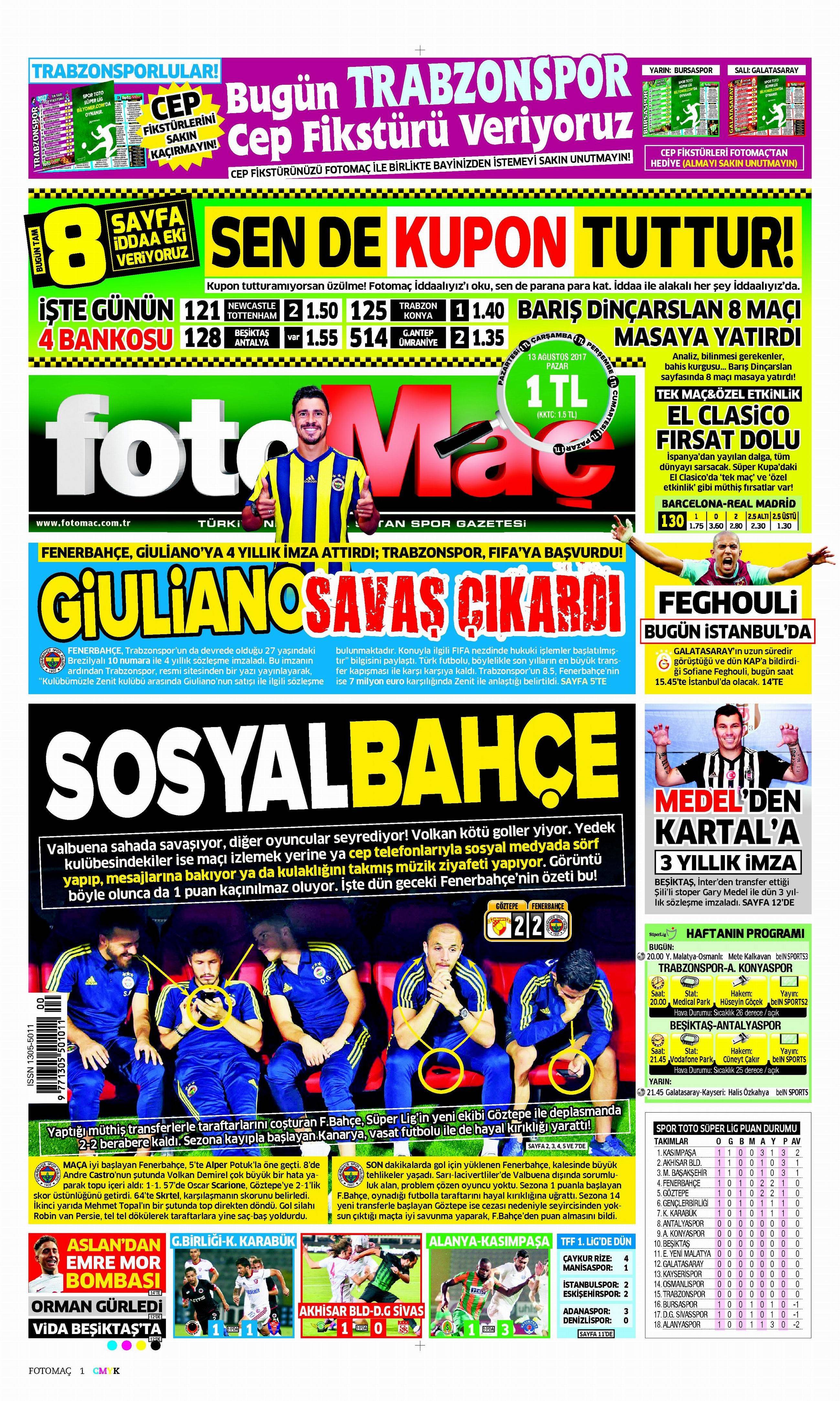 13 Ağustos 2017 gazete manşetleri - 30