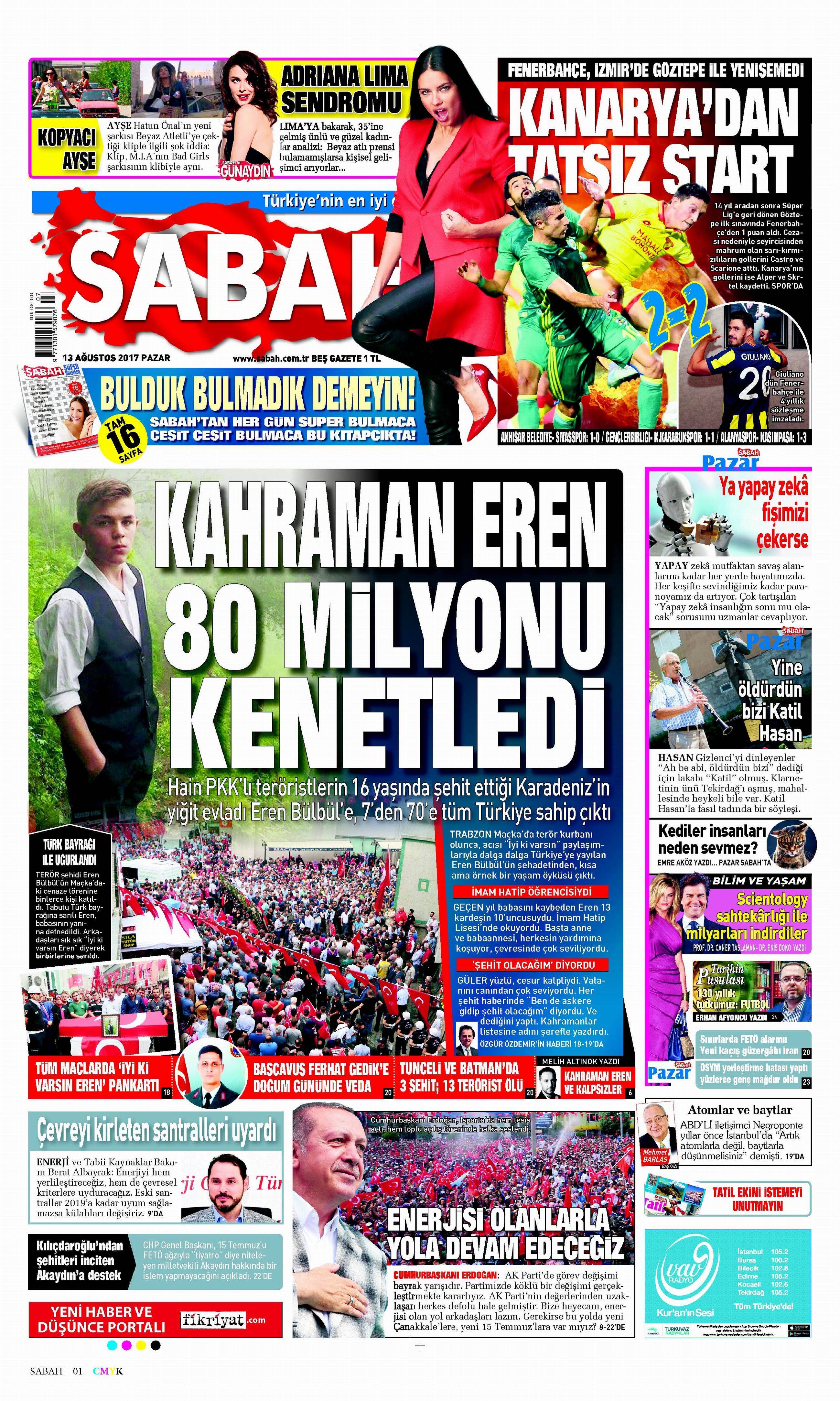 13 Ağustos 2017 gazete manşetleri - 16