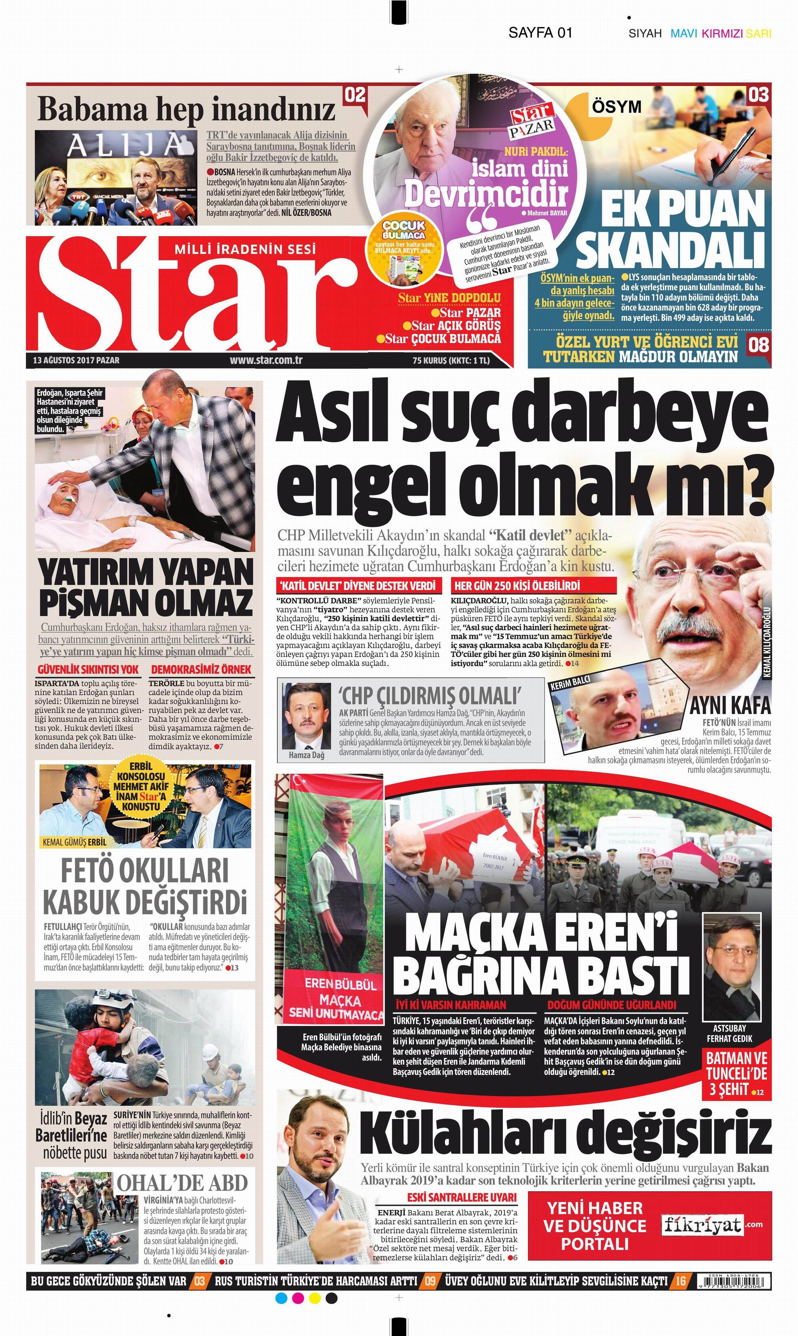 13 Ağustos 2017 gazete manşetleri - 17