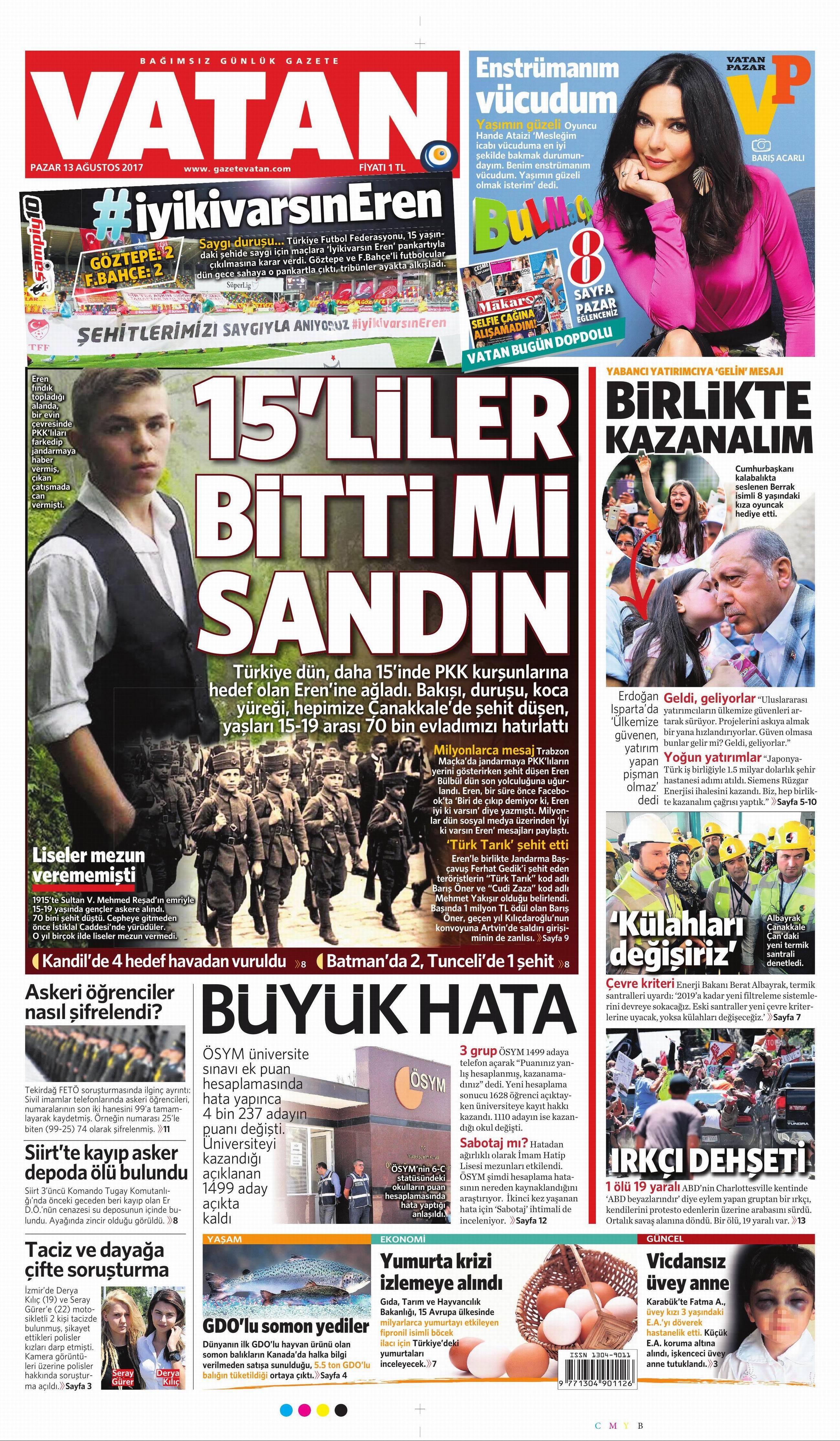 13 Ağustos 2017 gazete manşetleri - 21