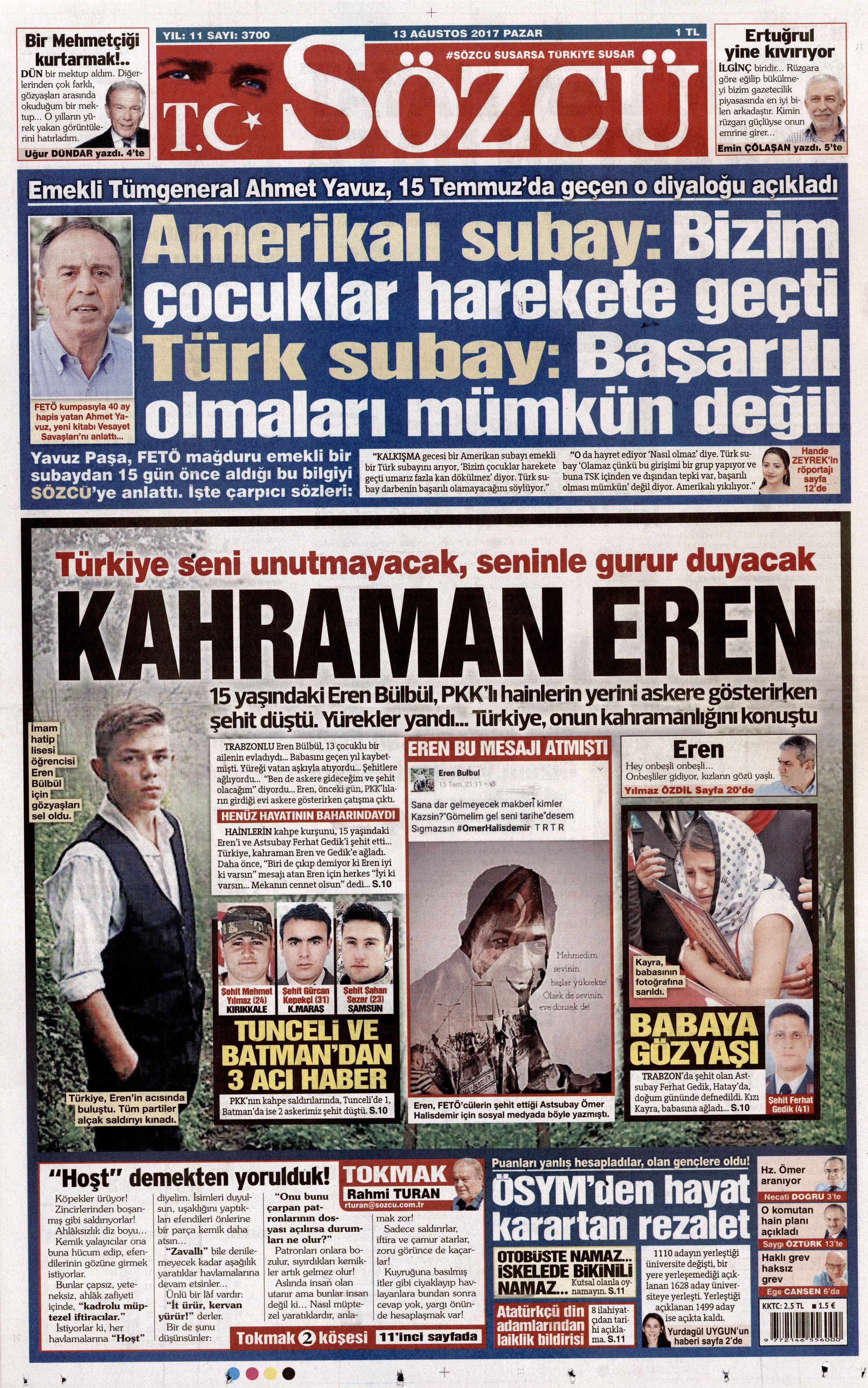 13 Ağustos 2017 gazete manşetleri - 18