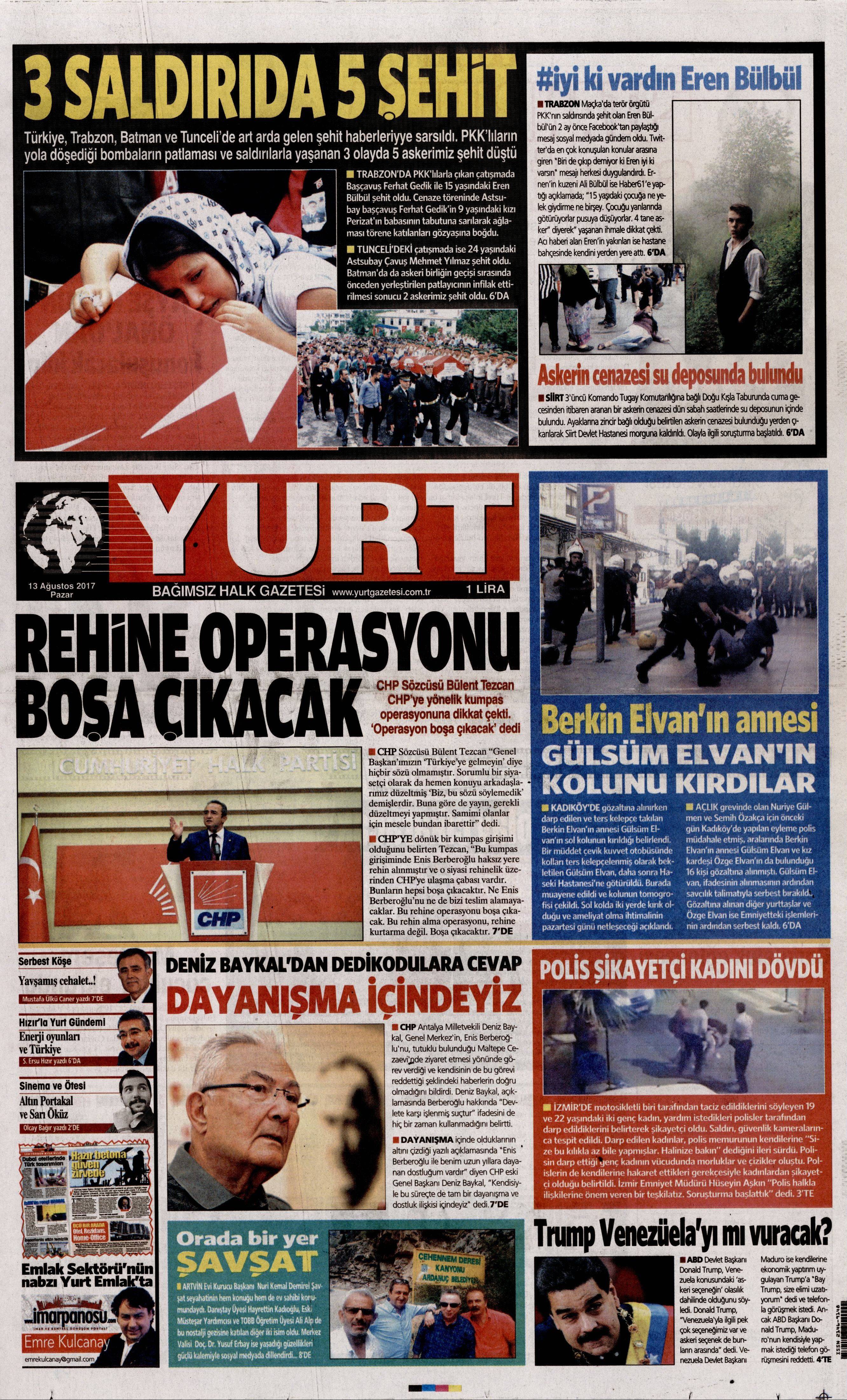 13 Ağustos 2017 gazete manşetleri - 28