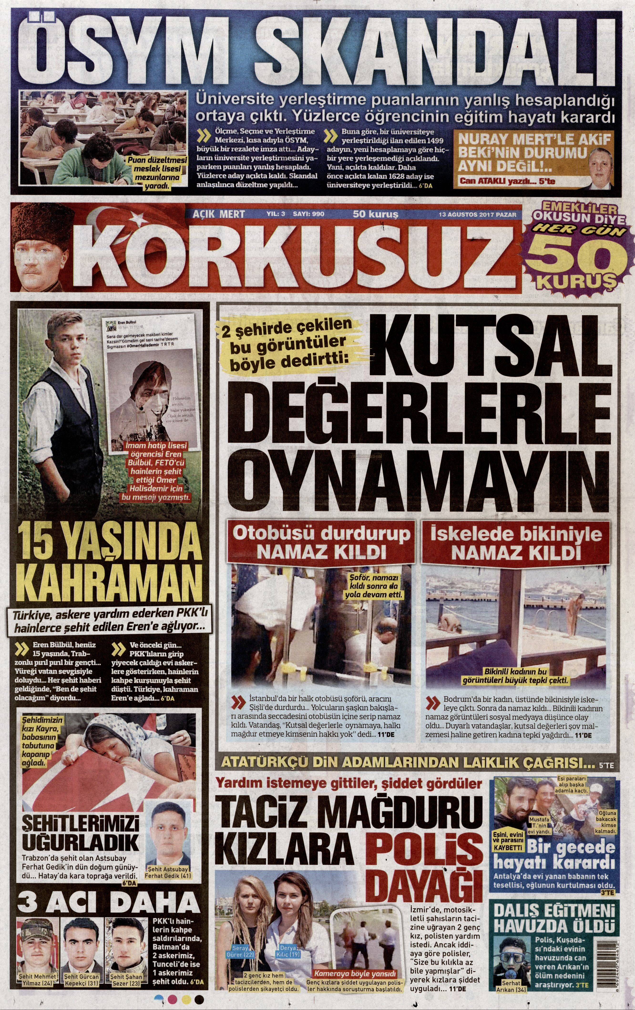 13 Ağustos 2017 gazete manşetleri - 10