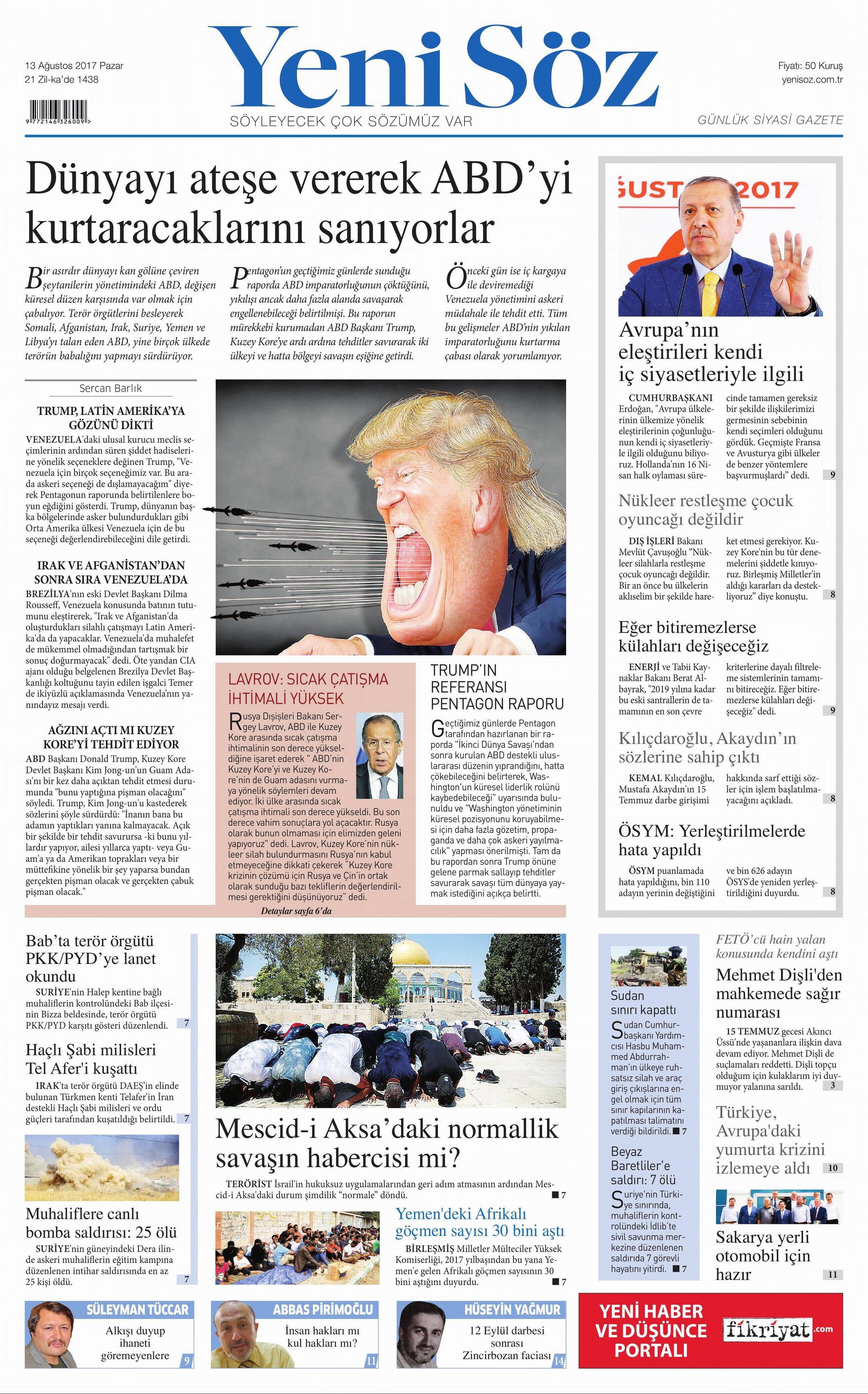 13 Ağustos 2017 gazete manşetleri - 26