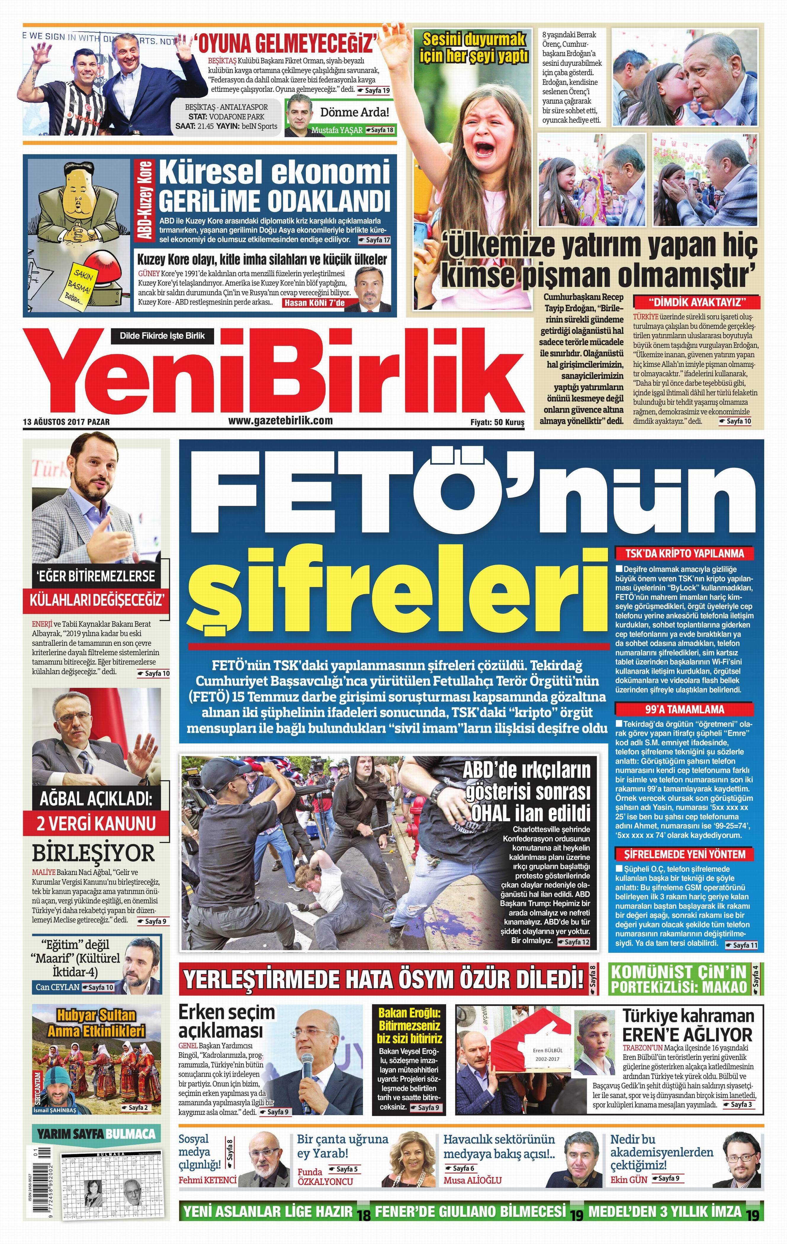 13 Ağustos 2017 gazete manşetleri - 23