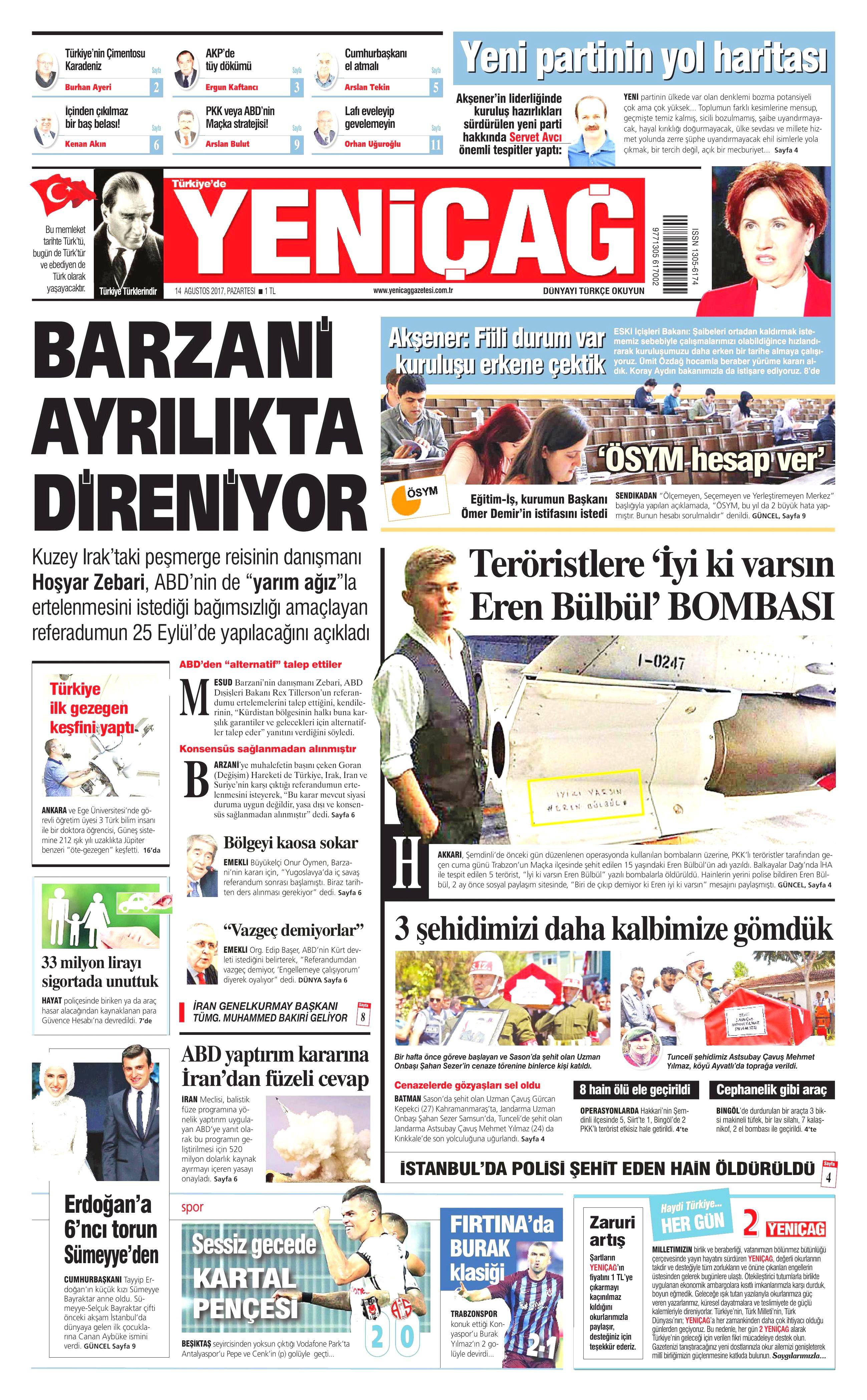 14 Ağustos 2017 gazete manşetleri - 32