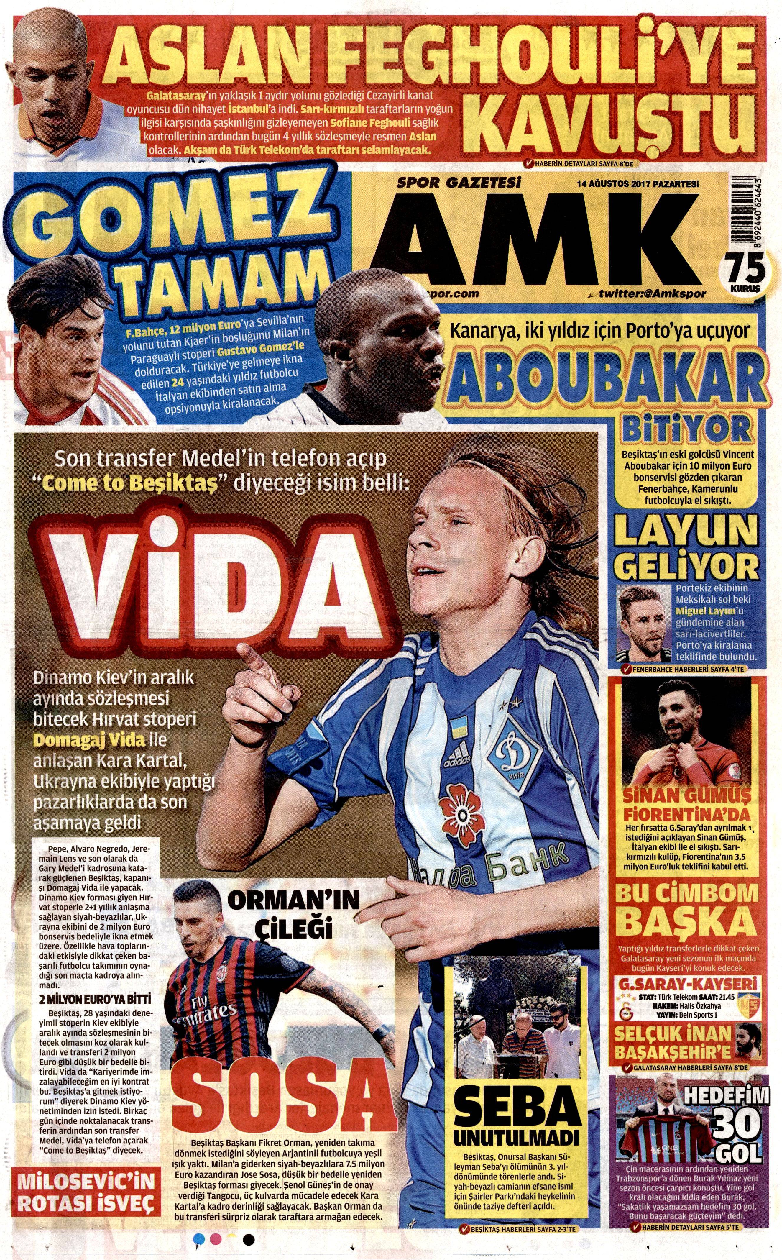 14 Ağustos 2017 gazete manşetleri - 34