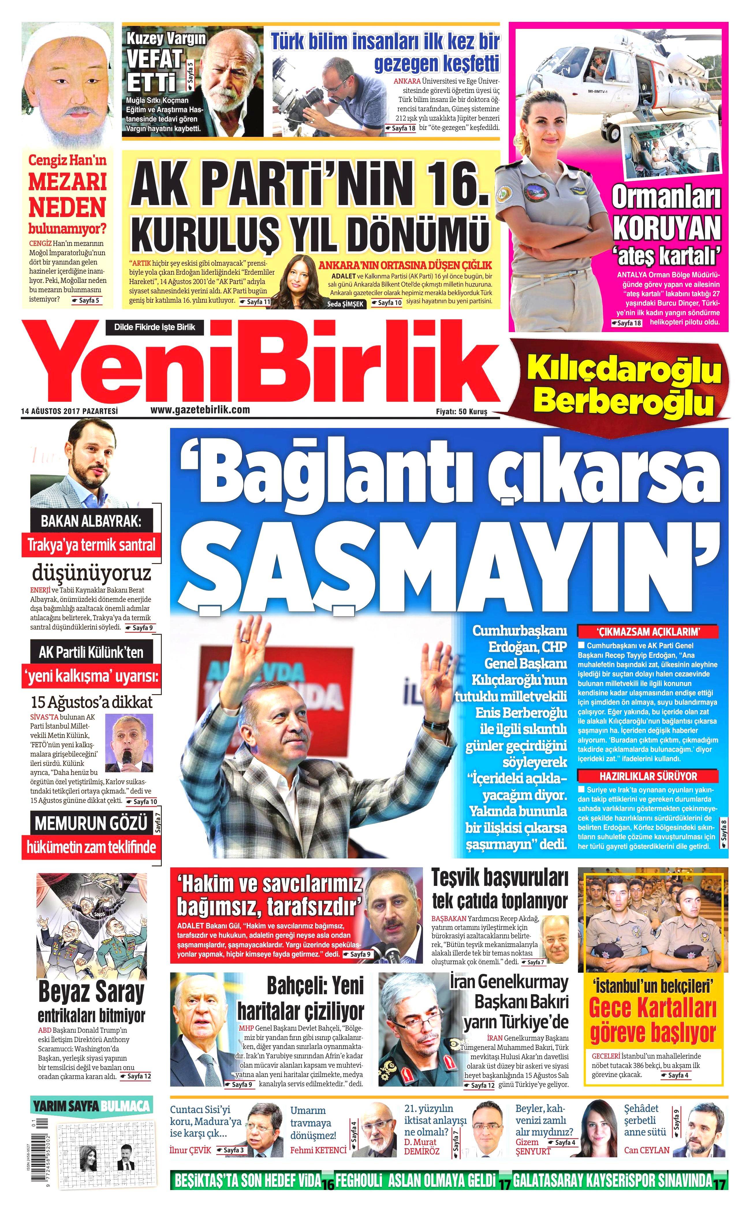14 Ağustos 2017 gazete manşetleri - 30
