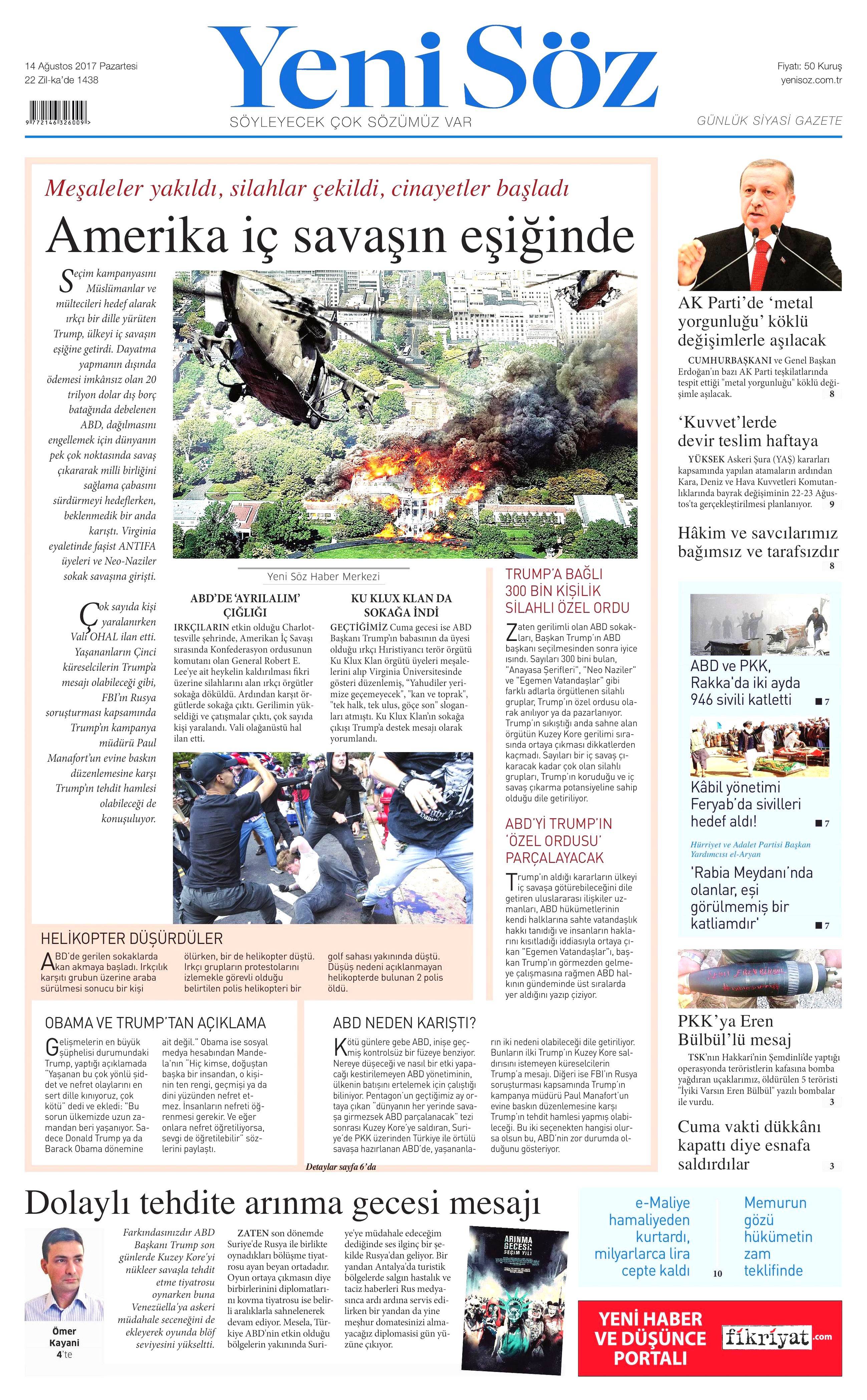 14 Ağustos 2017 gazete manşetleri - 31