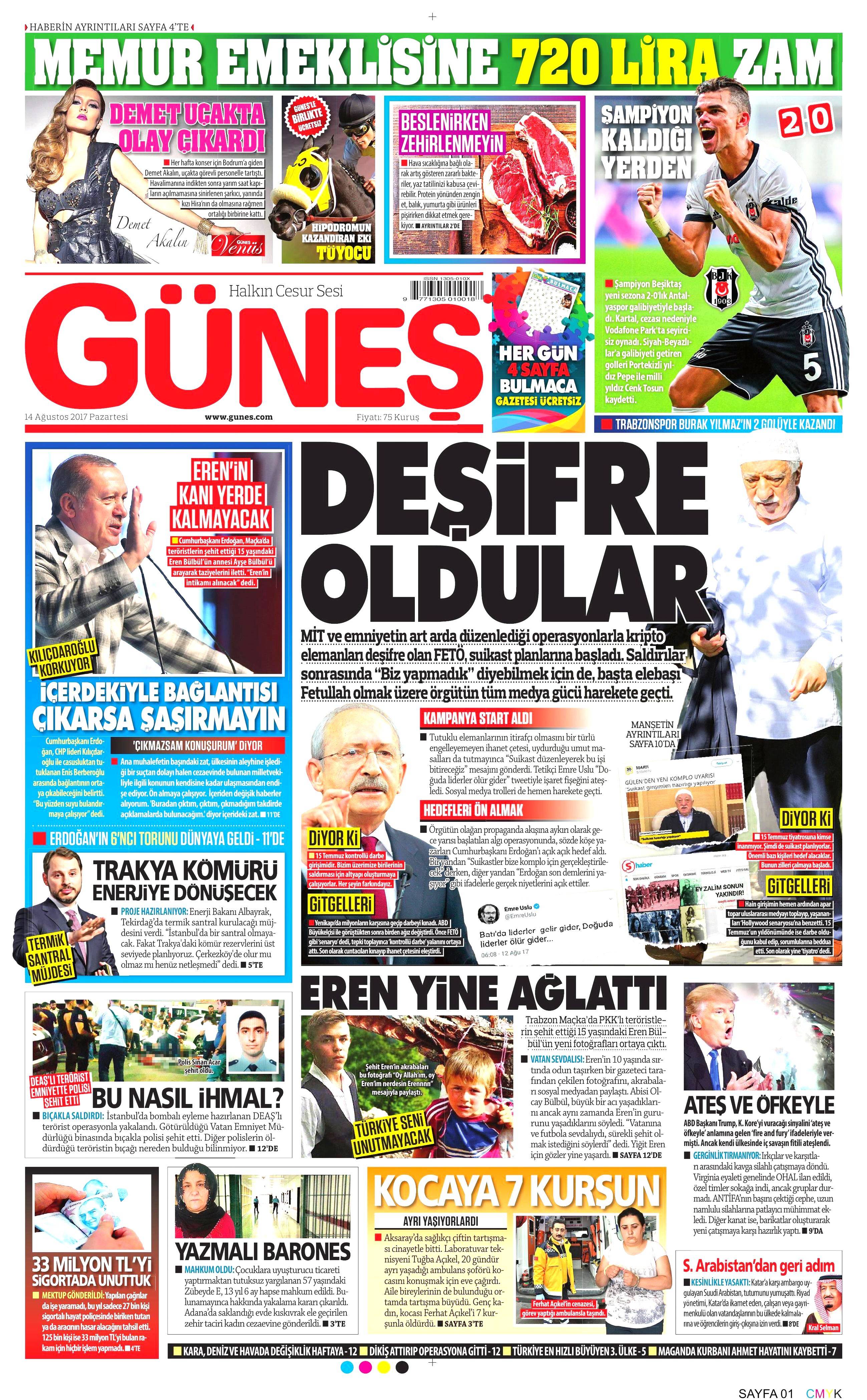 14 Ağustos 2017 gazete manşetleri - 9