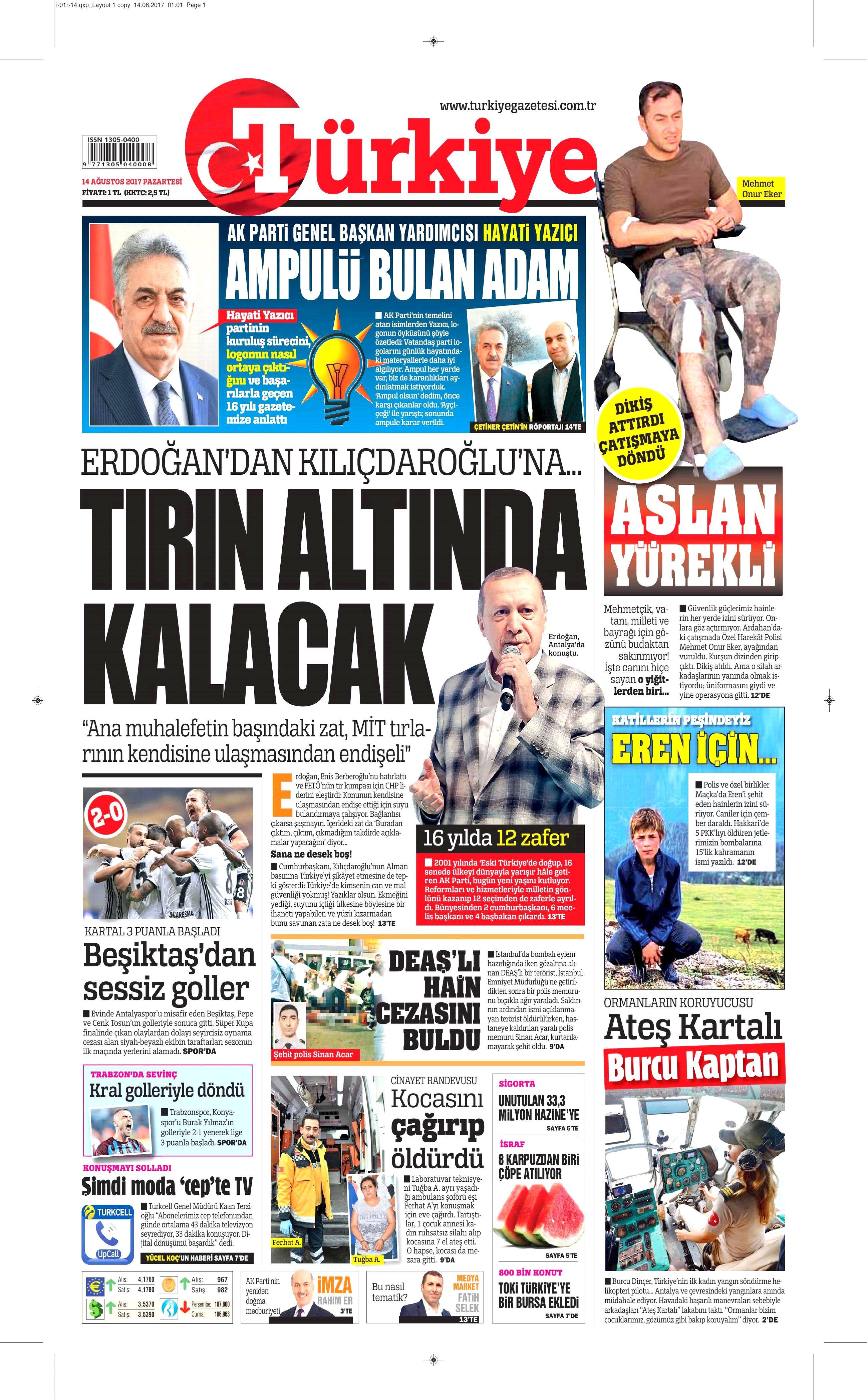 14 Ağustos 2017 gazete manşetleri - 25