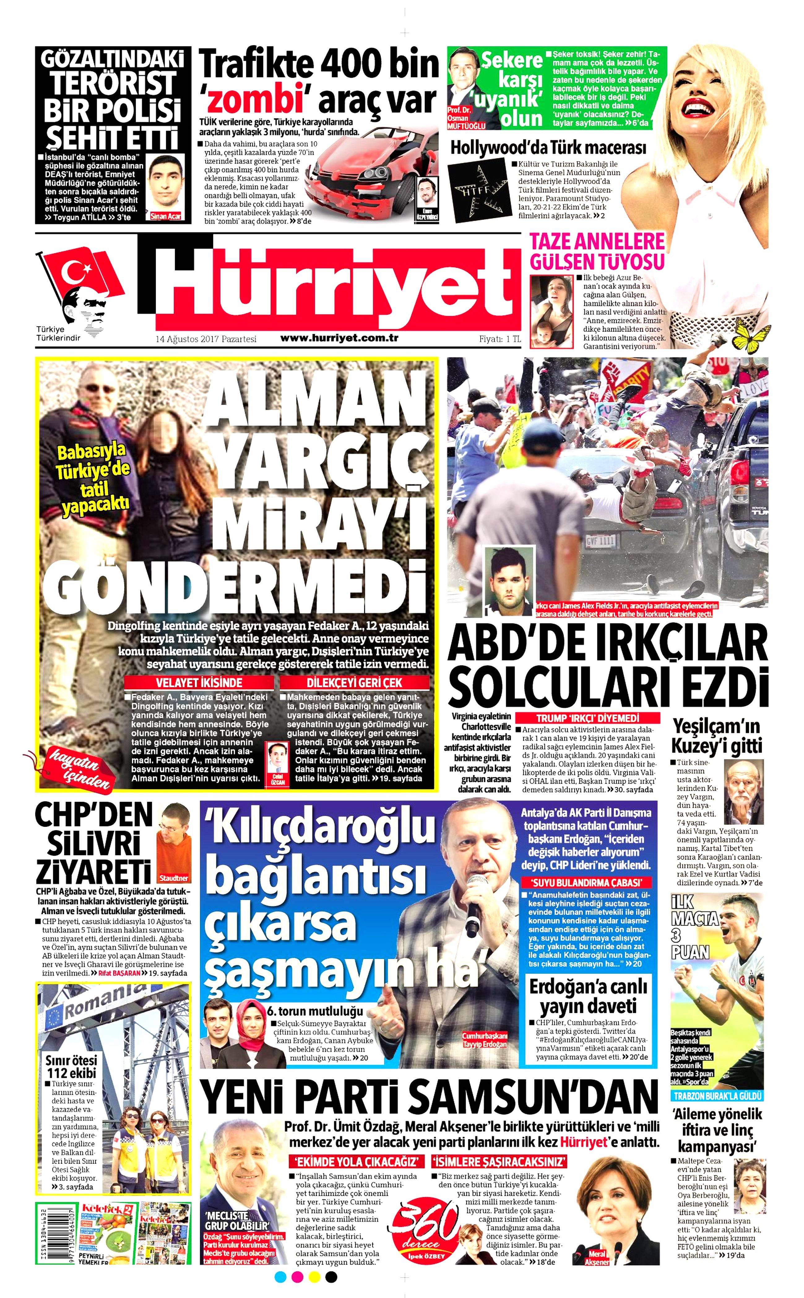 14 Ağustos 2017 gazete manşetleri - 11