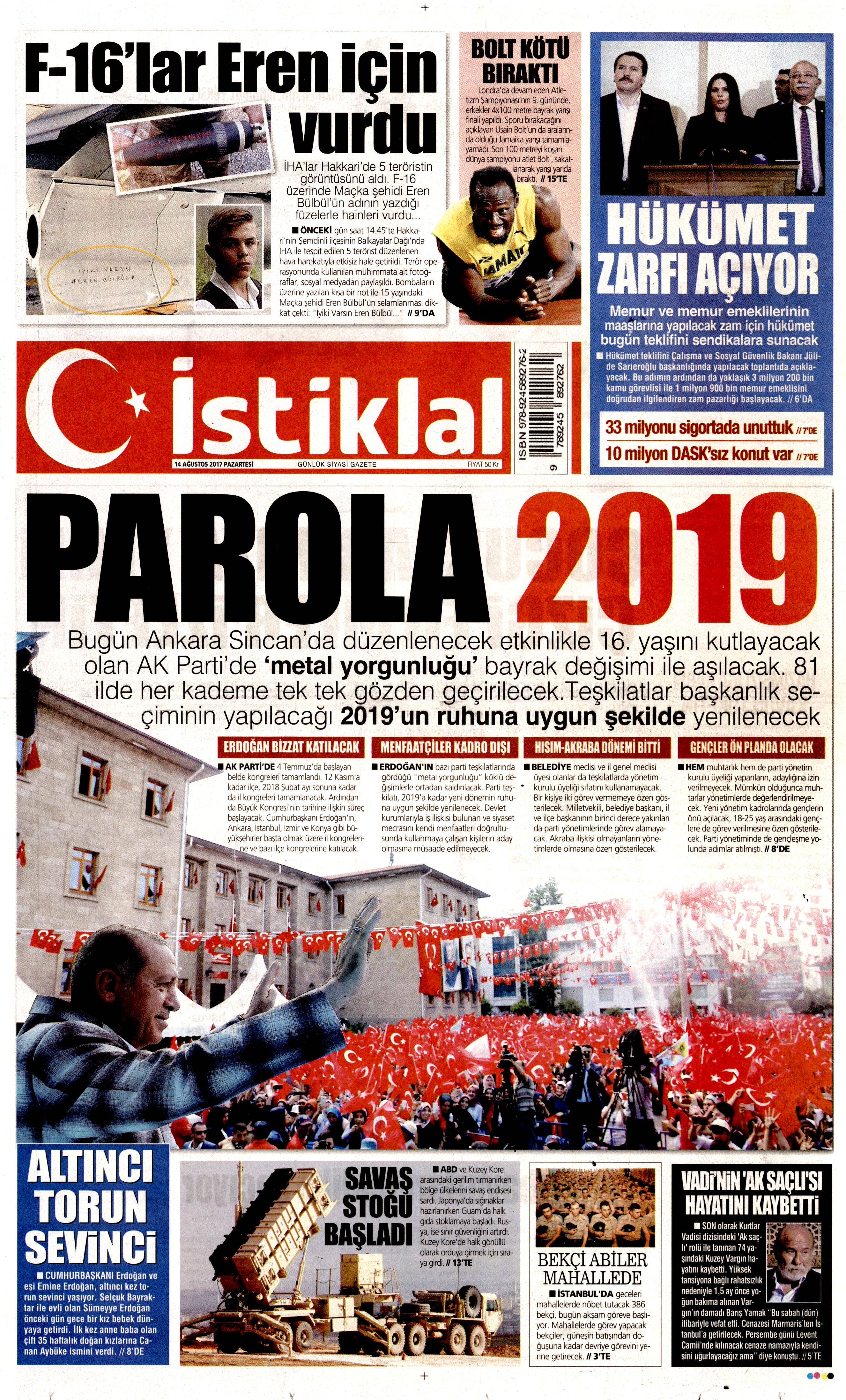 14 Ağustos 2017 gazete manşetleri - 13