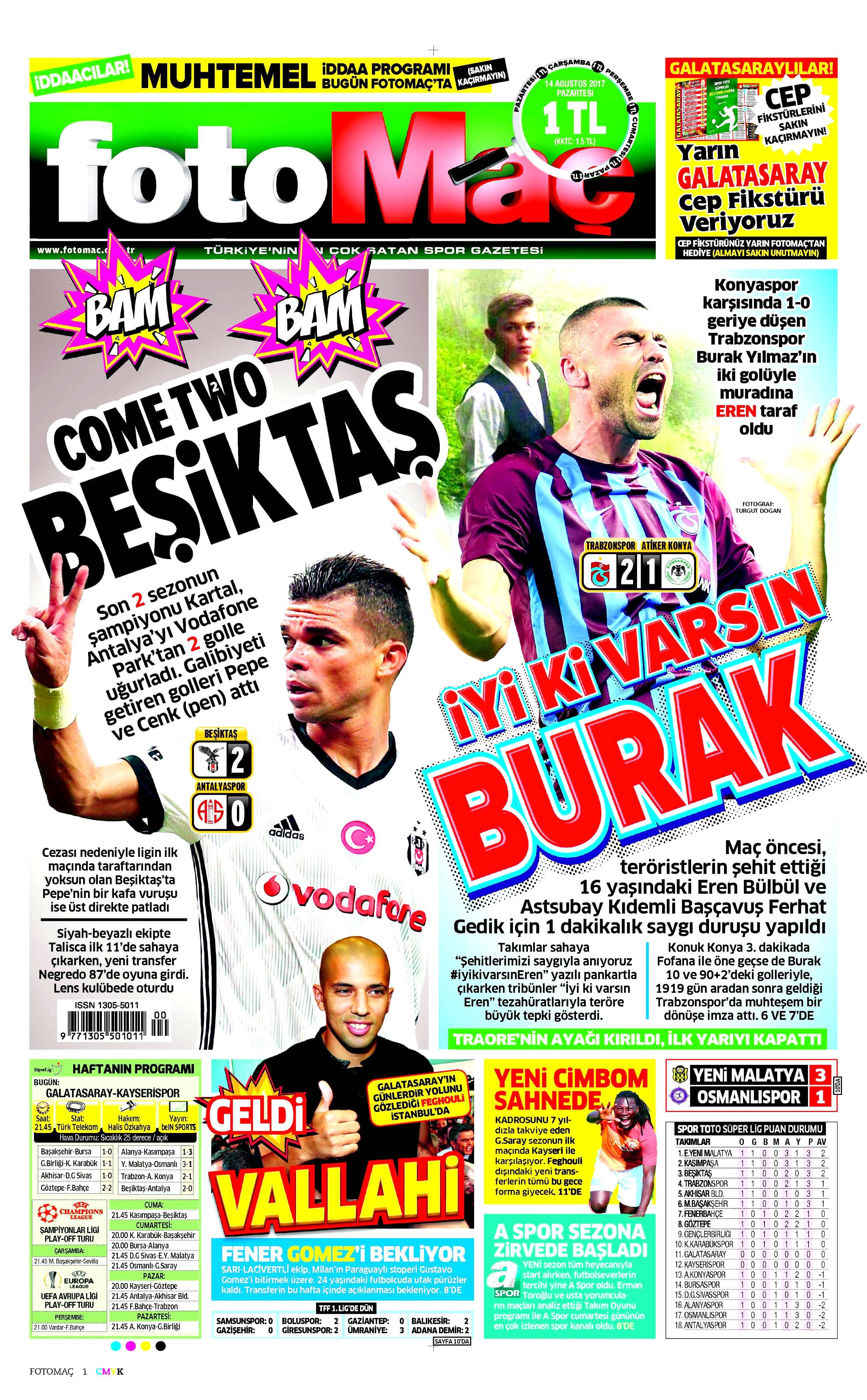 14 Ağustos 2017 gazete manşetleri - 36