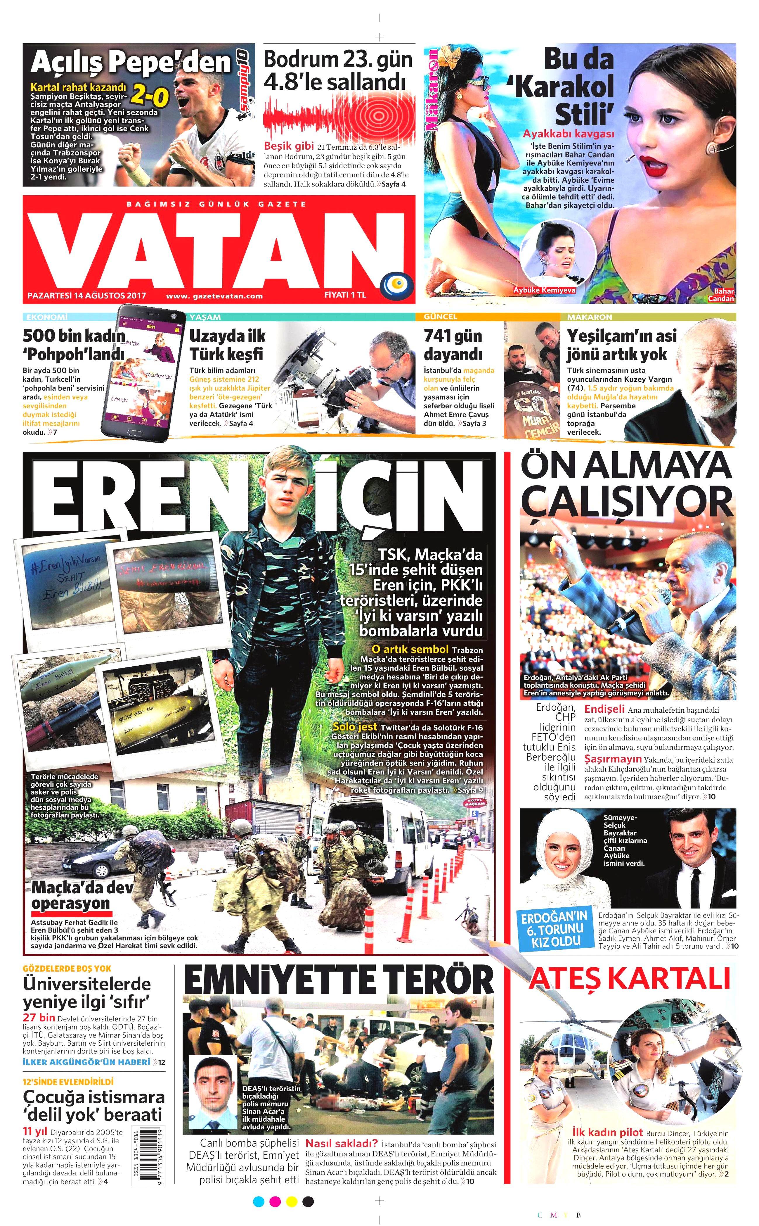 14 Ağustos 2017 gazete manşetleri - 26