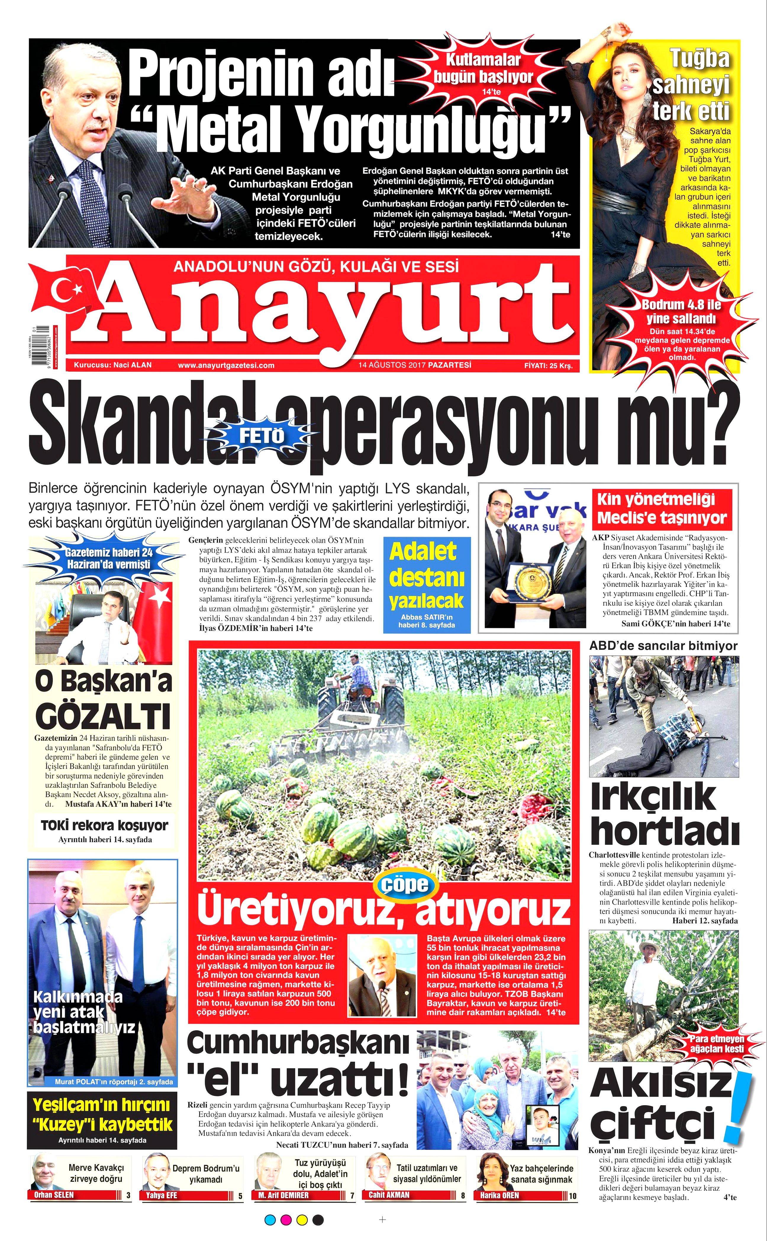 14 Ağustos 2017 gazete manşetleri - 3