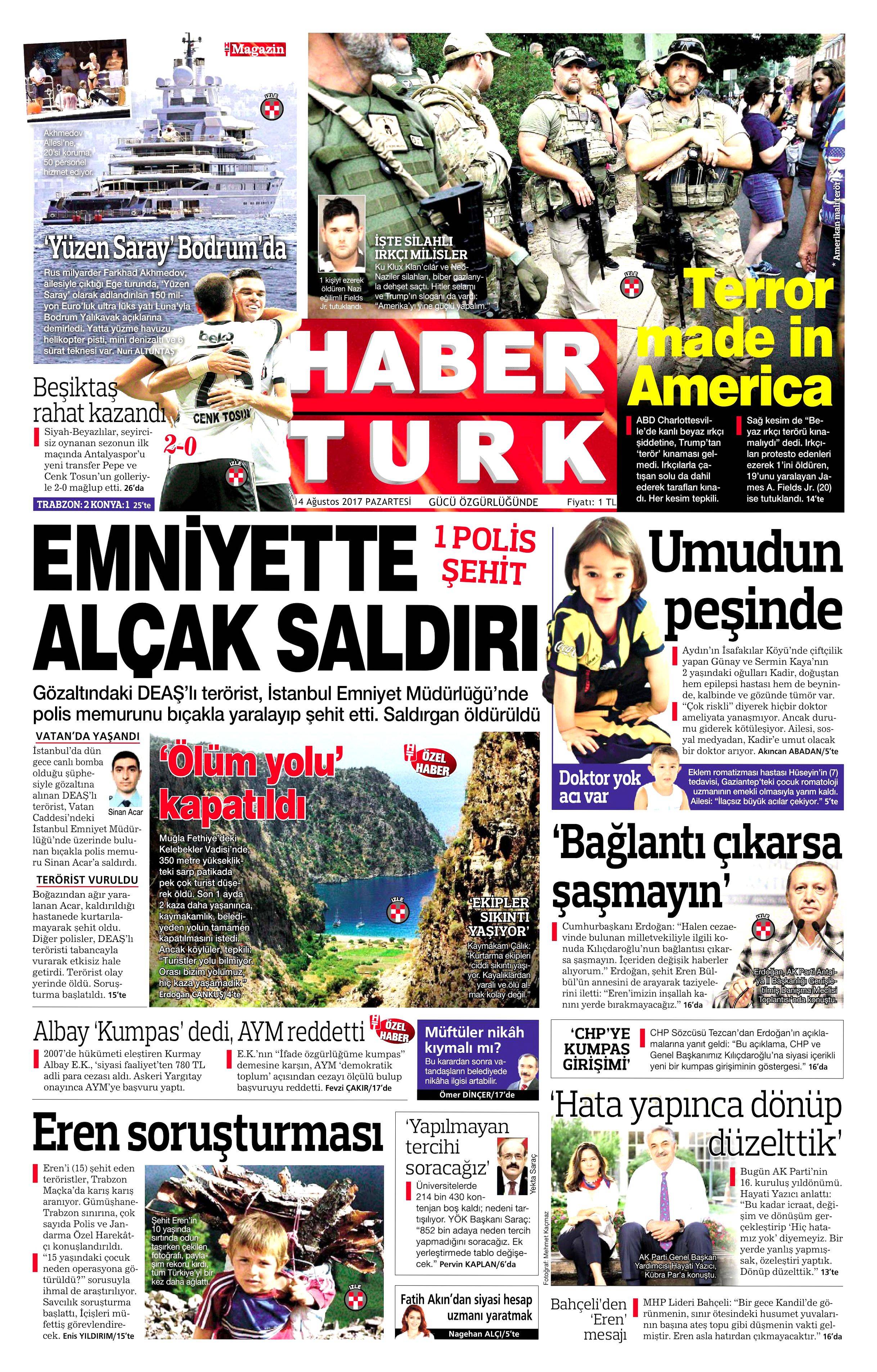 14 Ağustos 2017 gazete manşetleri - 10