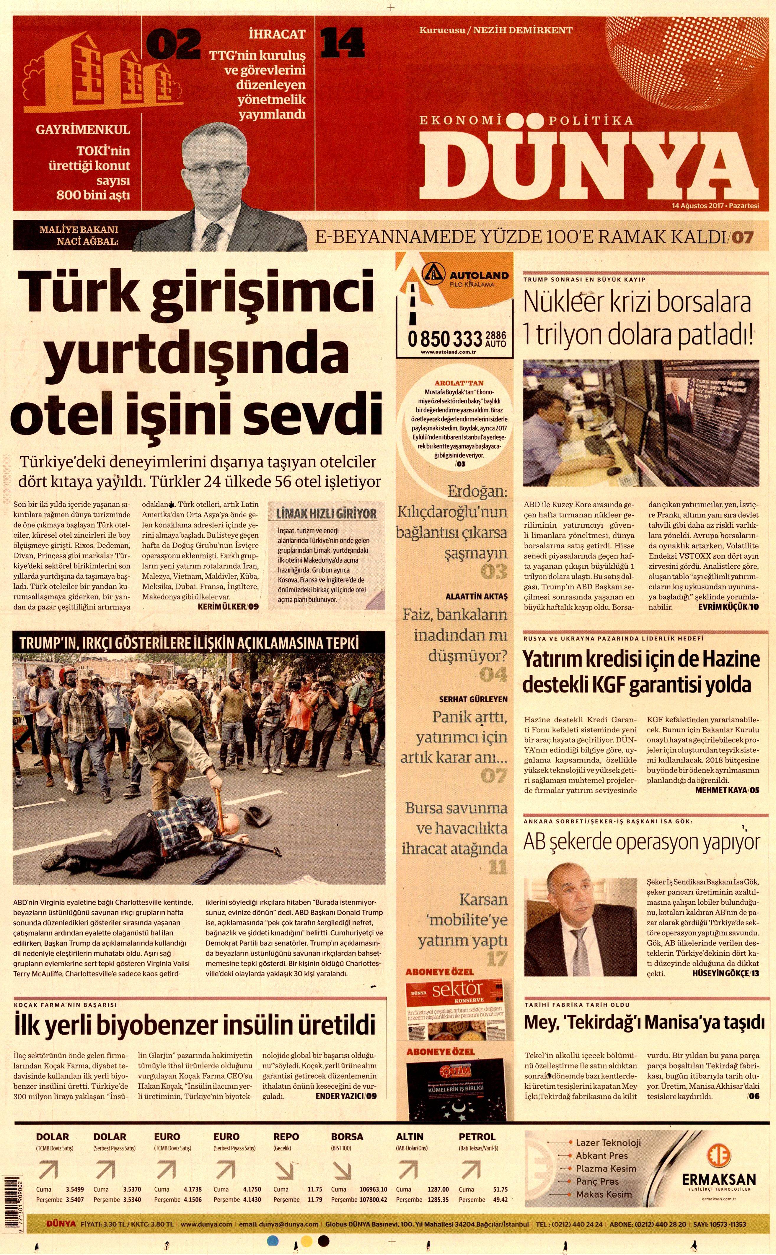 14 Ağustos 2017 gazete manşetleri - 8