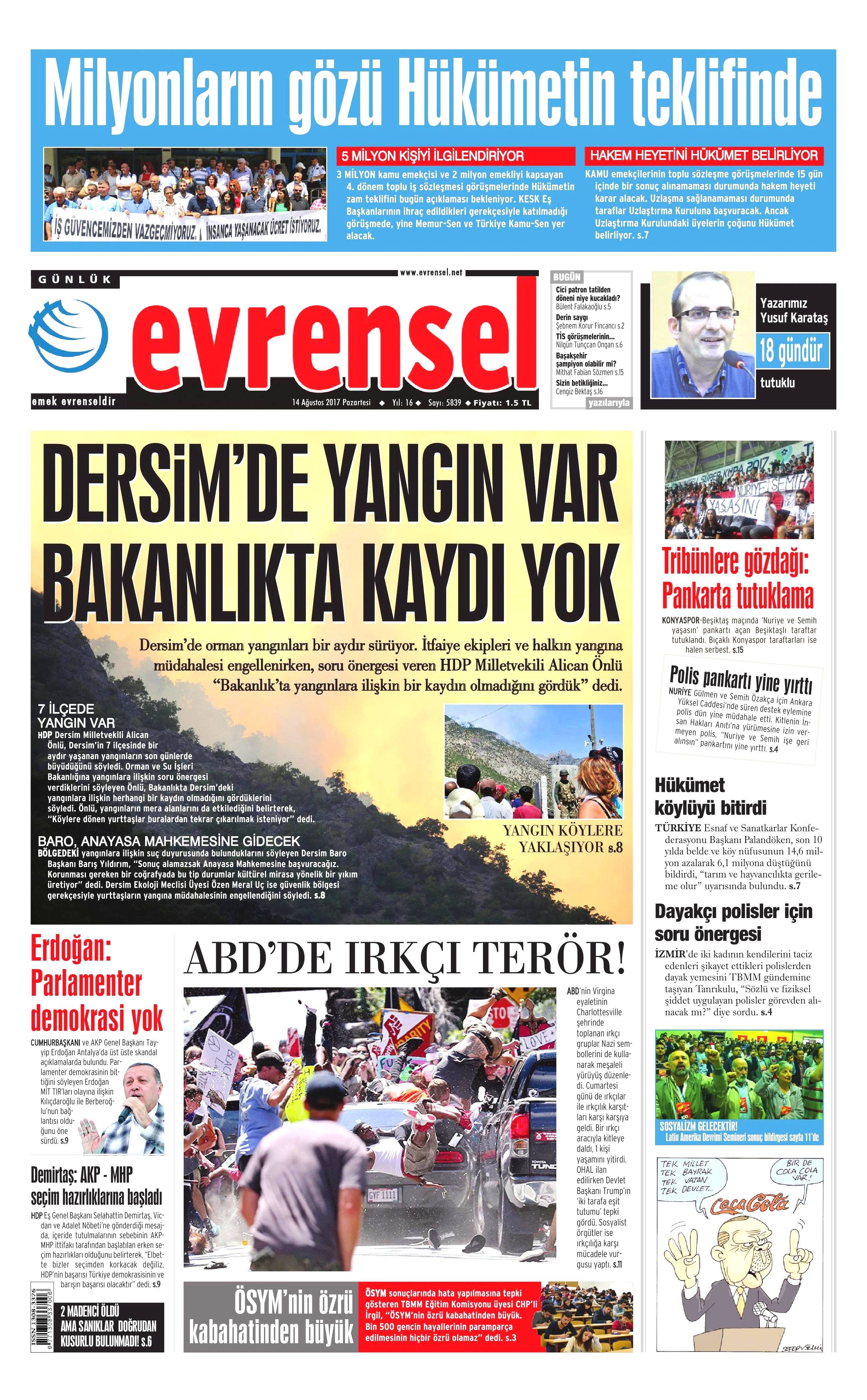 14 Ağustos 2017 gazete manşetleri - 40