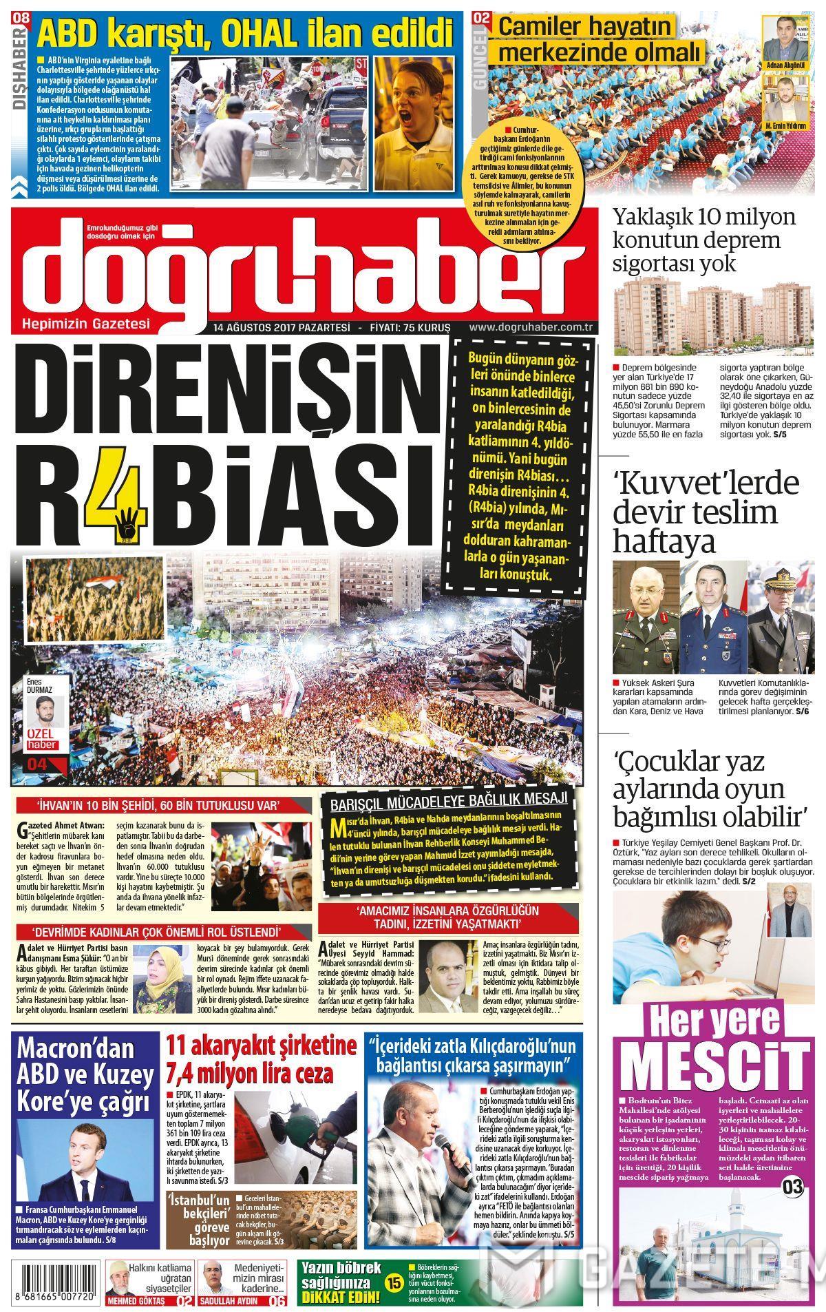 14 Ağustos 2017 gazete manşetleri - 7