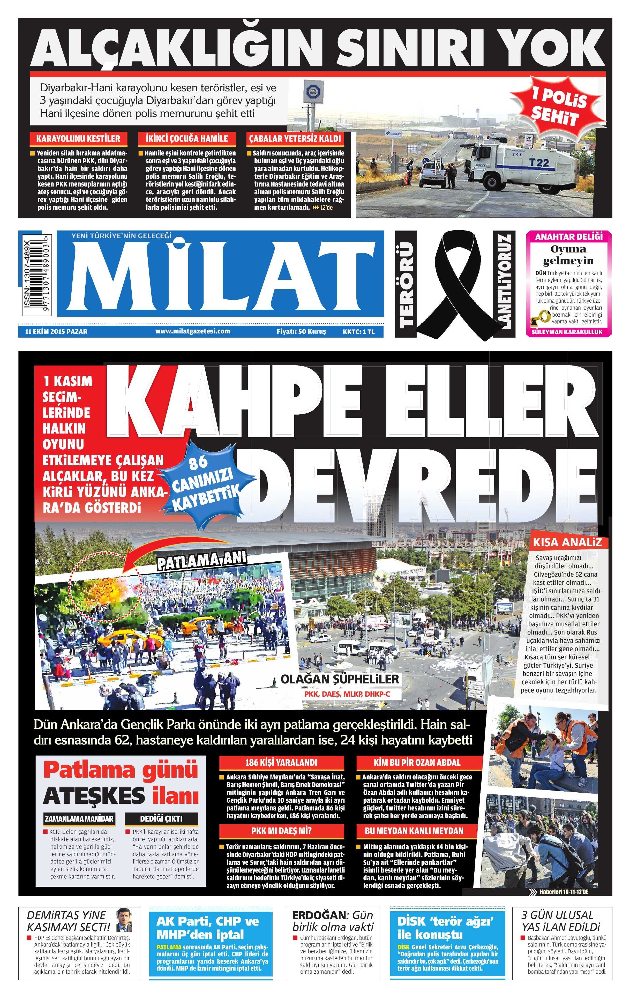 11 Ekim 2015 Gazete Manşetleri - 890