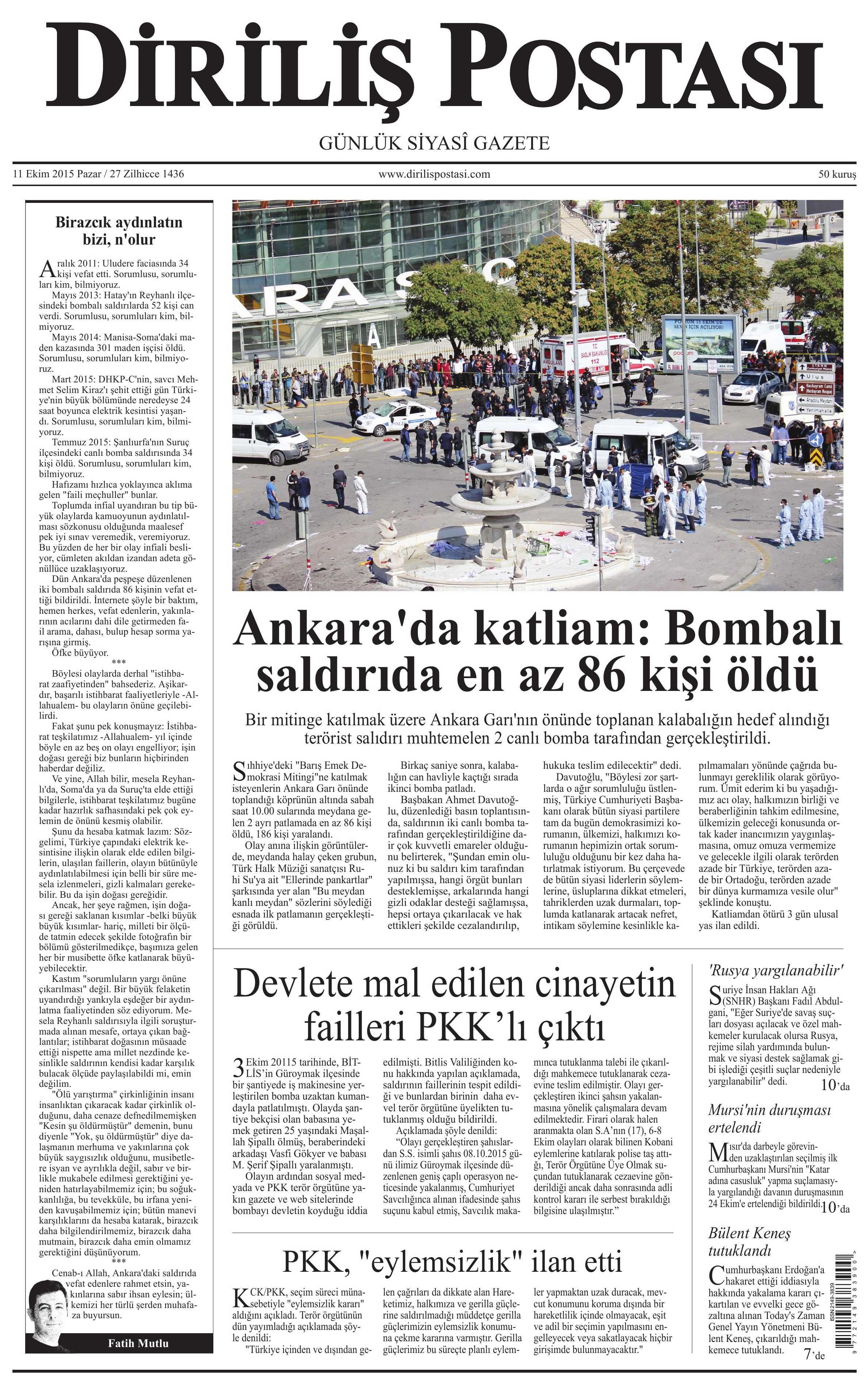 11 Ekim 2015 Gazete Manşetleri - 915