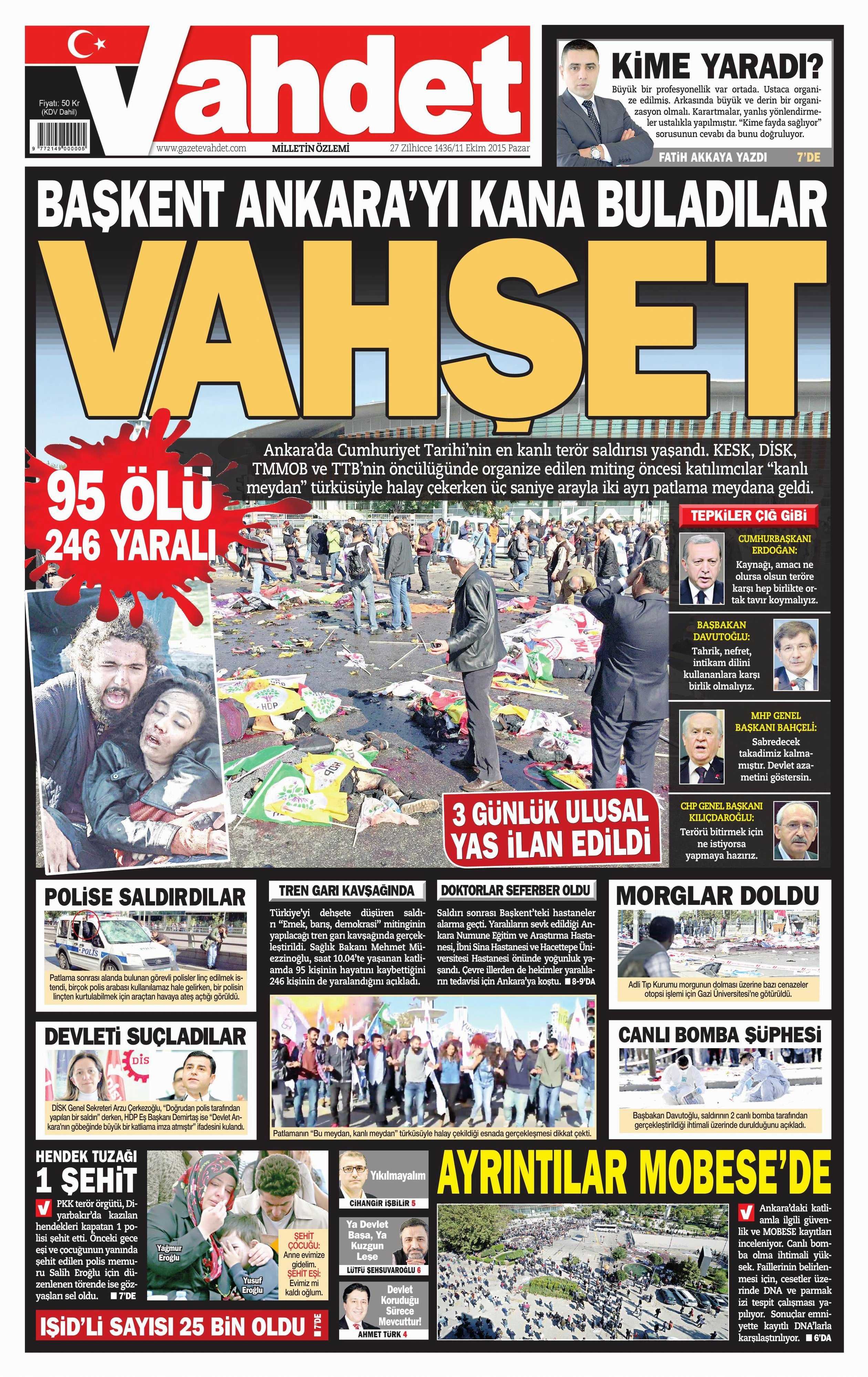 11 Ekim 2015 Gazete Manşetleri - 701