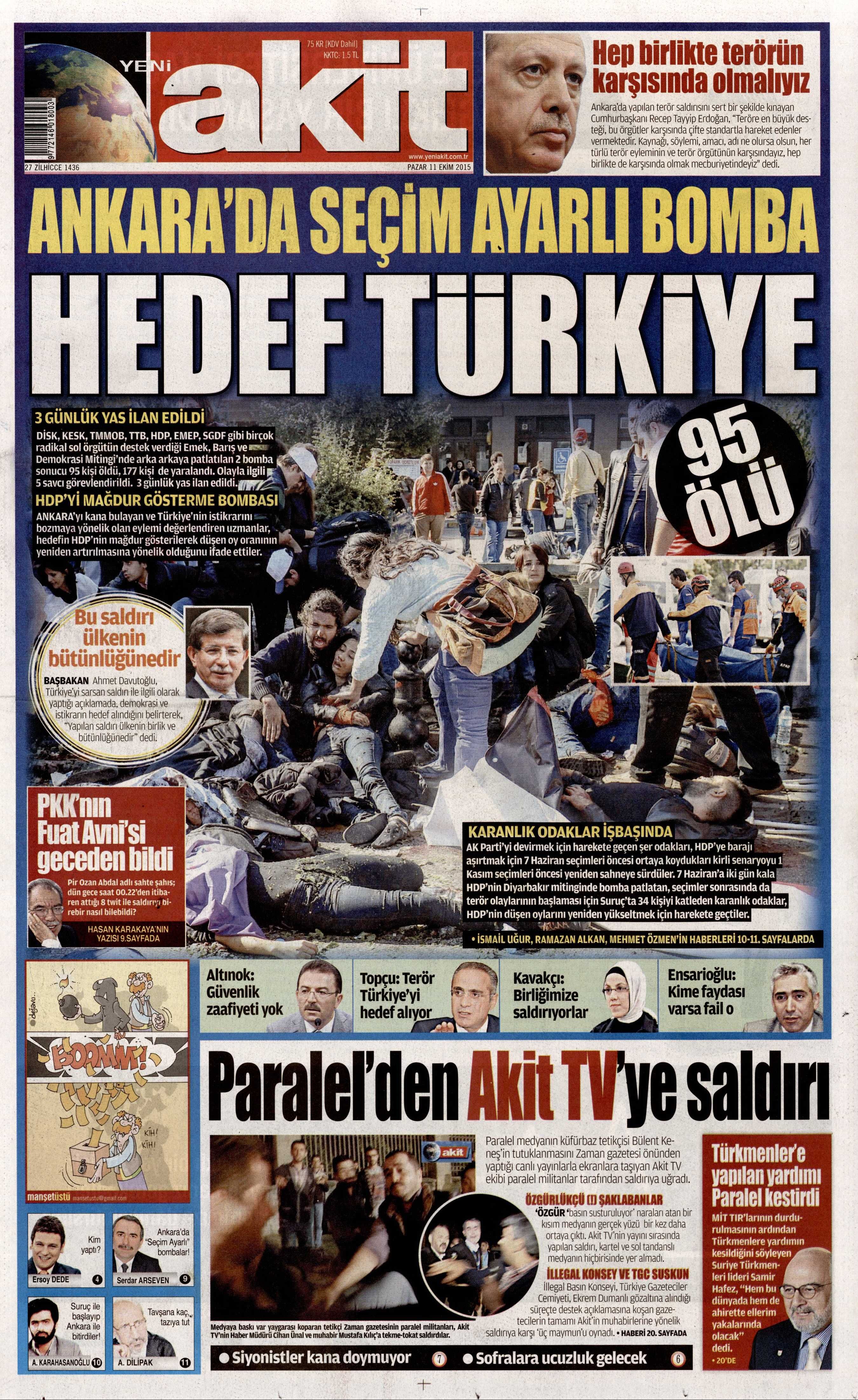 11 Ekim 2015 Gazete Manşetleri - 931