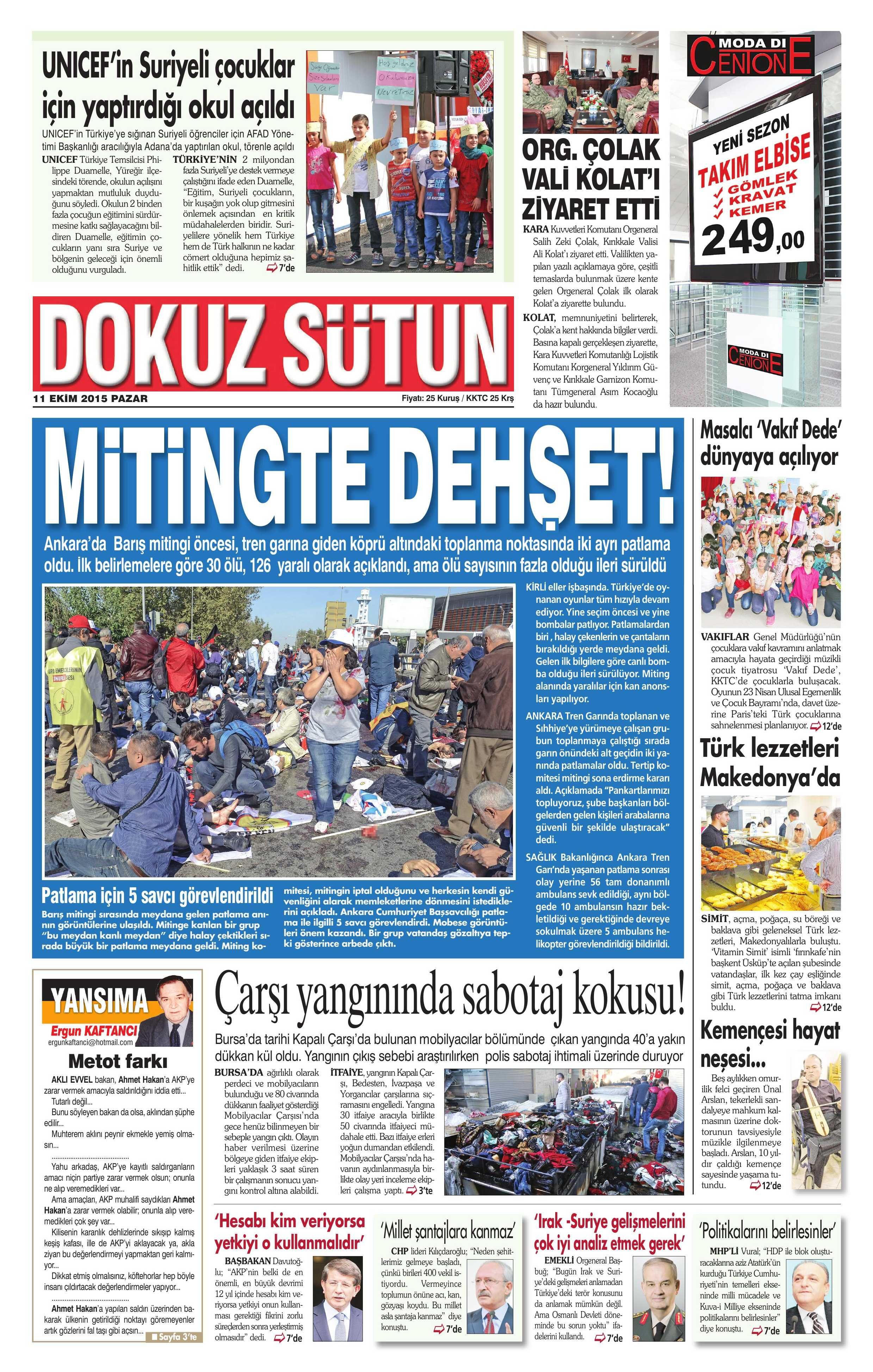 11 Ekim 2015 Gazete Manşetleri - 816