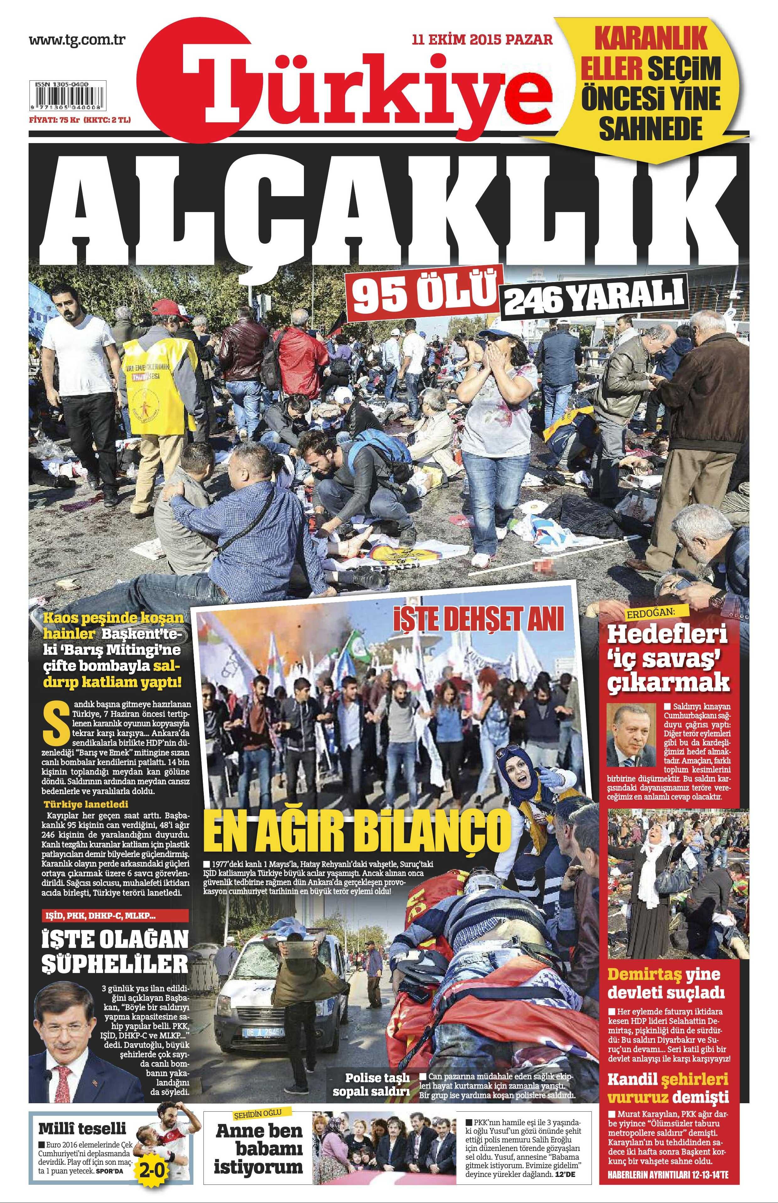 11 Ekim 2015 Gazete Manşetleri - 750