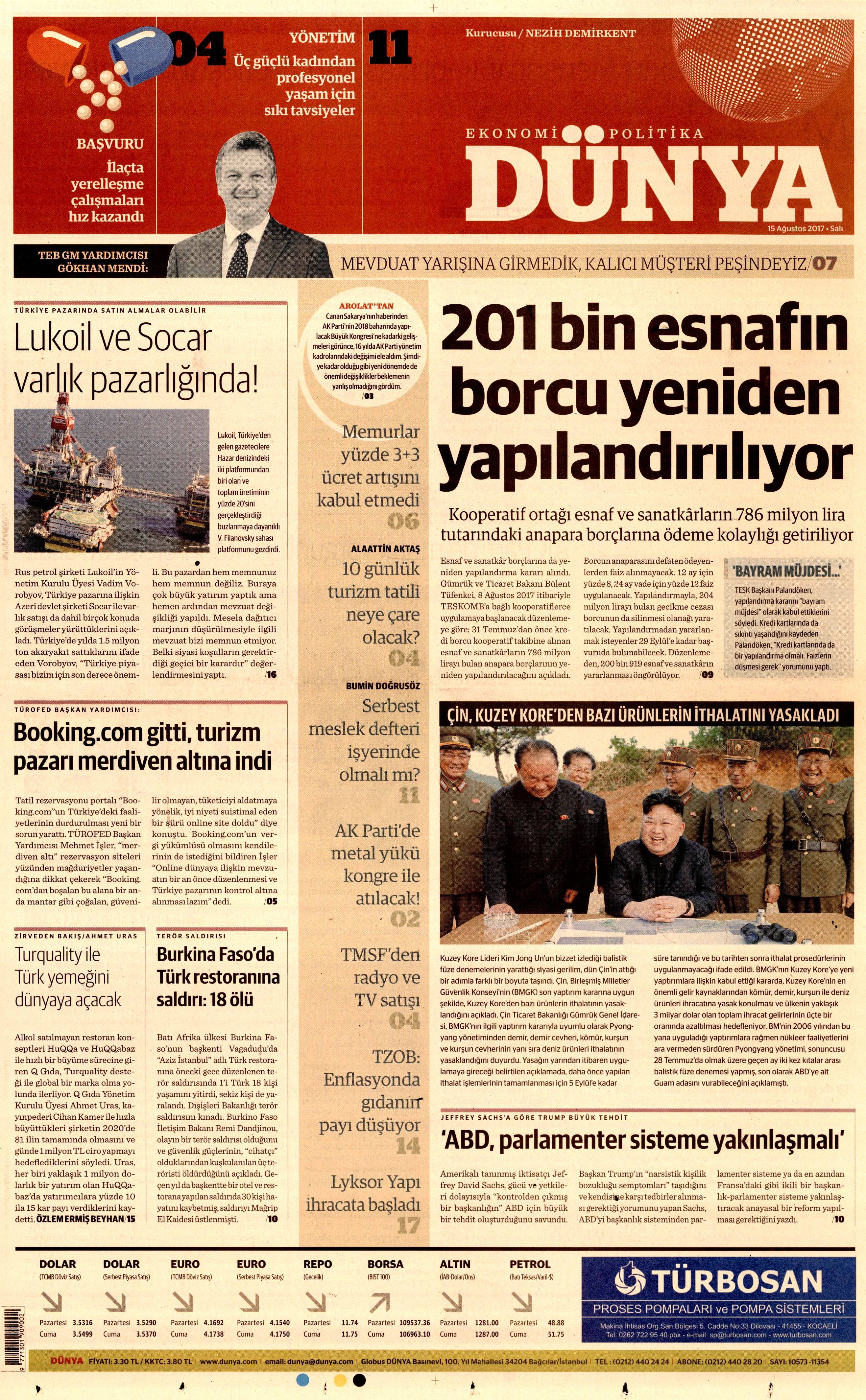 15 Ağustos gazete manşetleri - 8