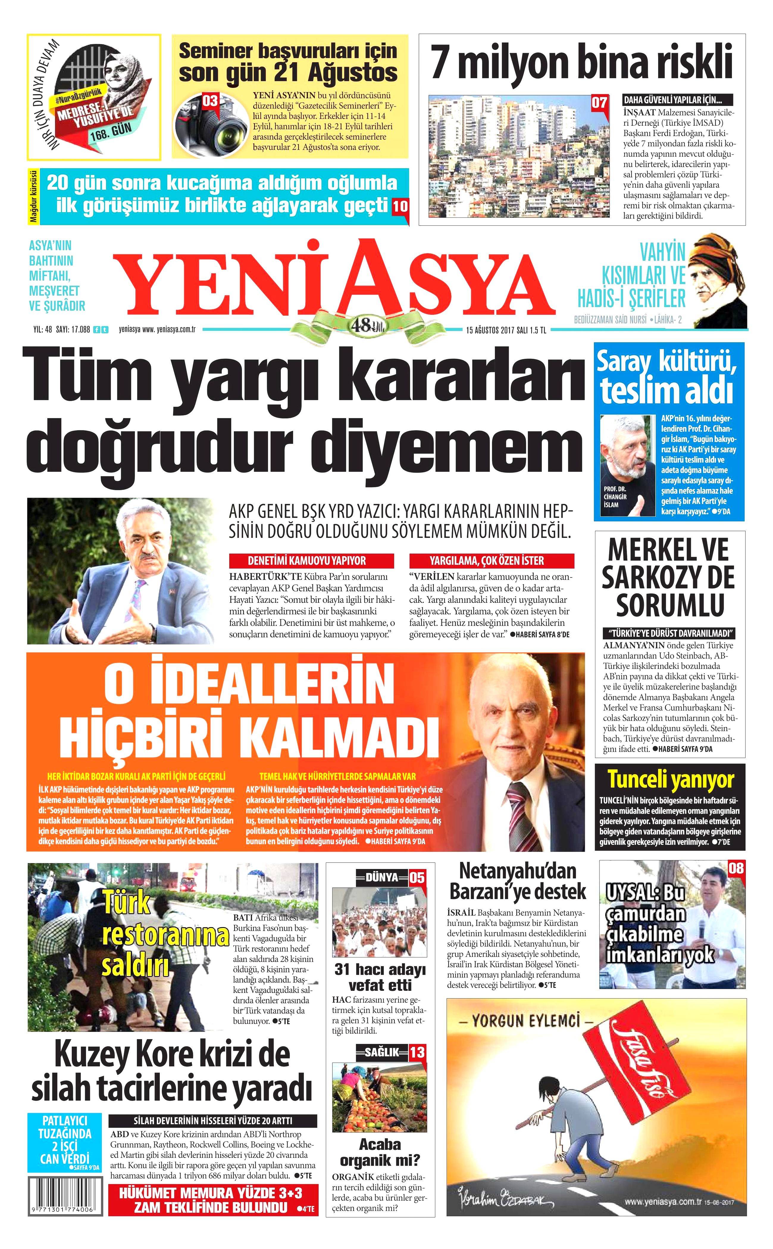 15 Ağustos gazete manşetleri - 25