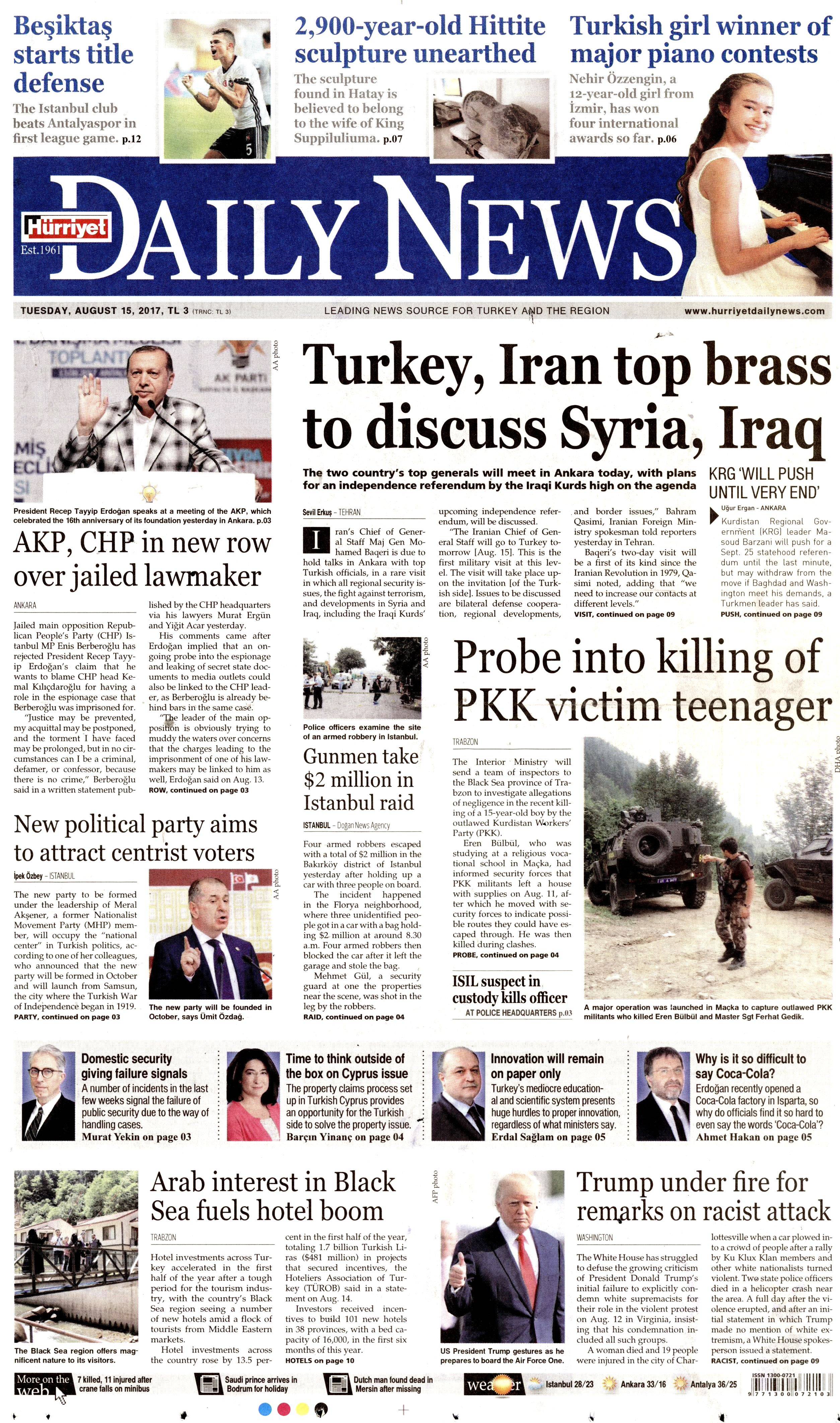 15 Ağustos gazete manşetleri - 5