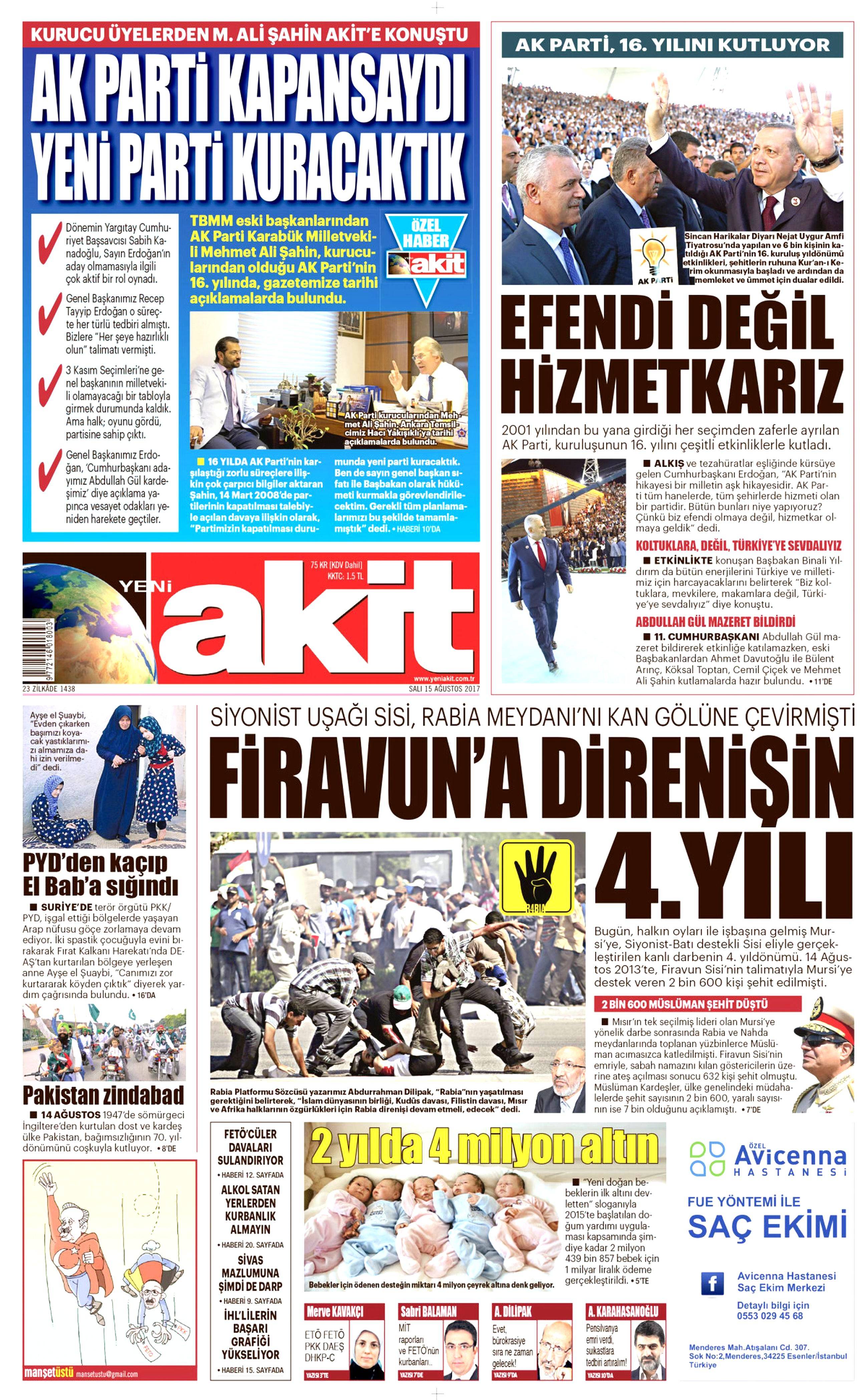 15 Ağustos gazete manşetleri - 2